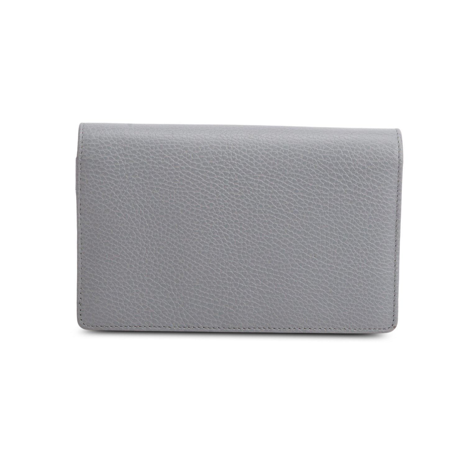 Gucci Grey Dollar Calfskin Enamel Monochrome Mini GG Marmont Chain Wallet