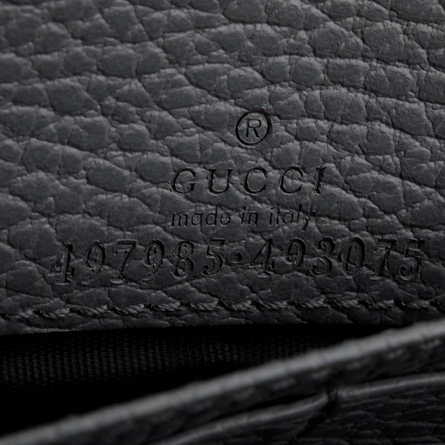 Gucci Grey Dollar Calfskin Enamel Monochrome Mini GG Marmont Chain Wallet