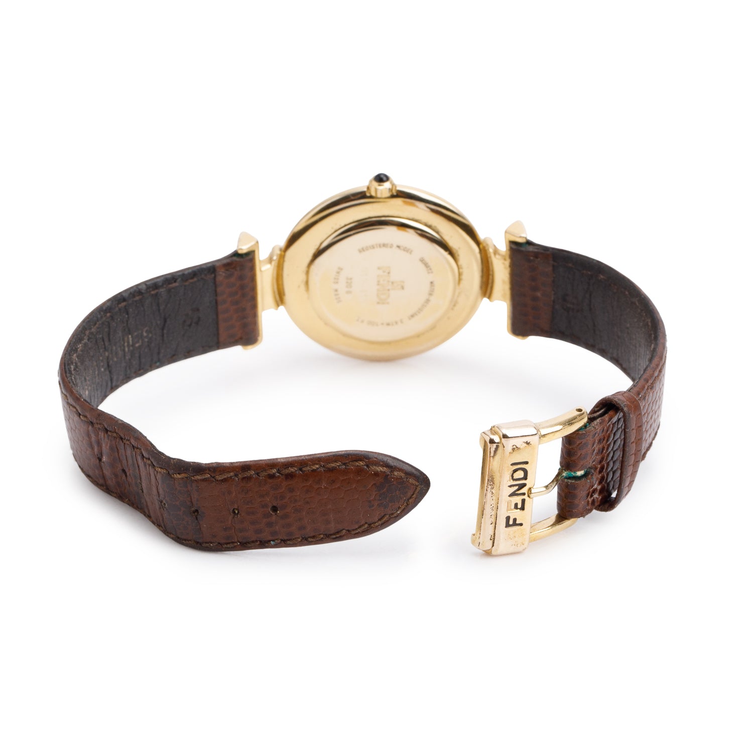 Fendi Gold-Plated Stainless Steel 320G 32 MM Quartz Watch Grey Logo Dial