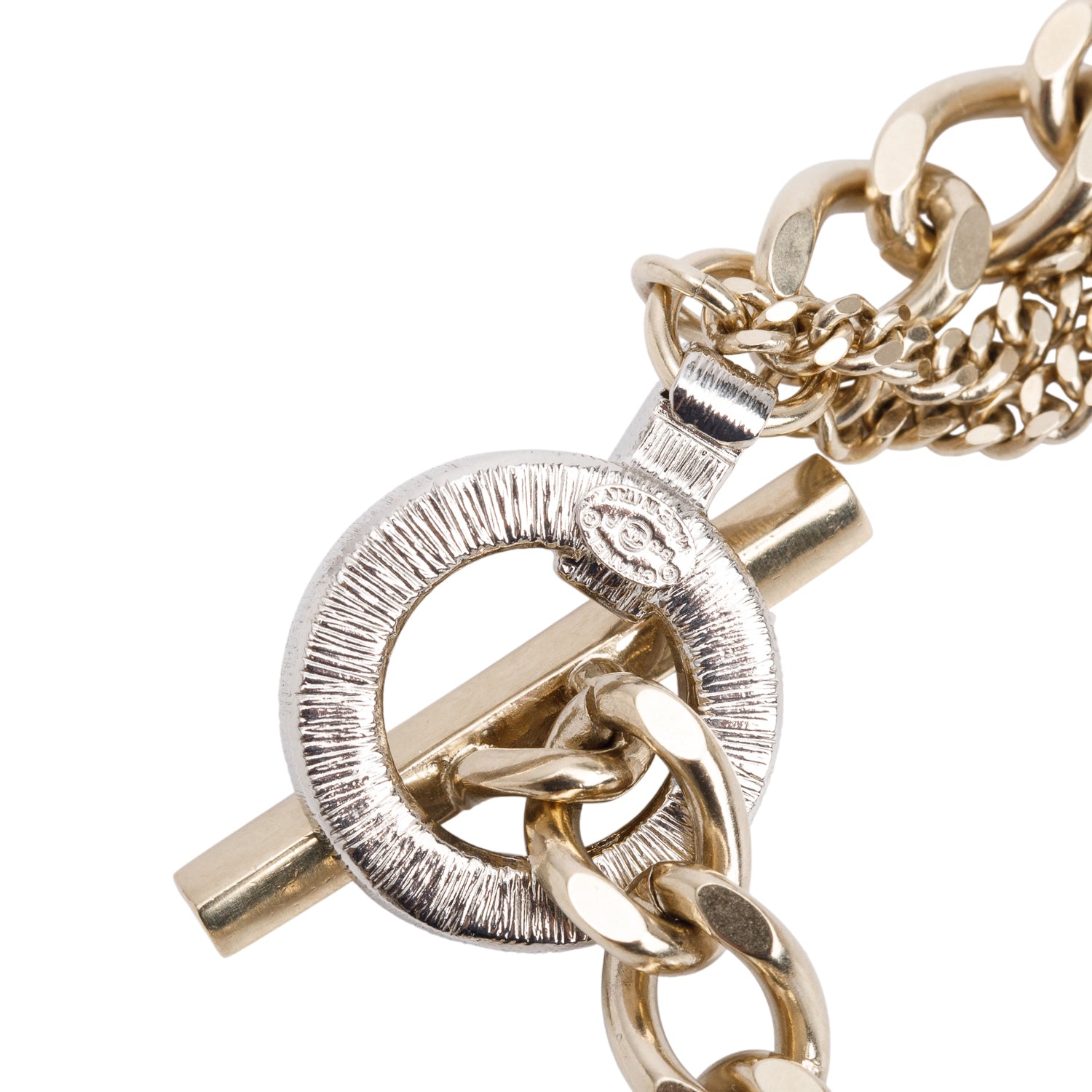 Chanel Gold-Plated & Palladium-Plated Strass CC Long Station Necklace w/ Box