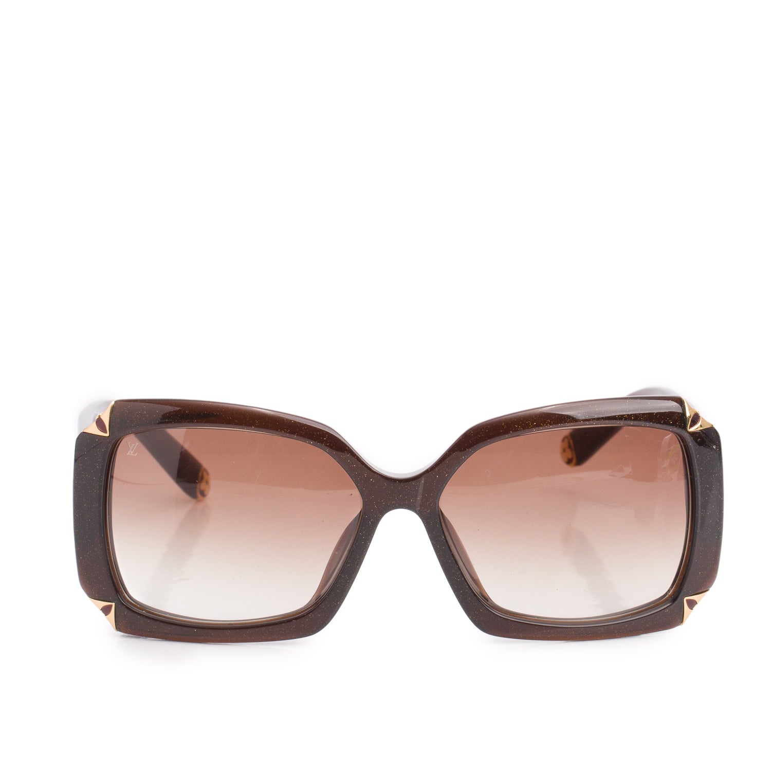 Louis Vuitton Z0366E Brown Glitter Hortensia Square Sunglasses w/ Case