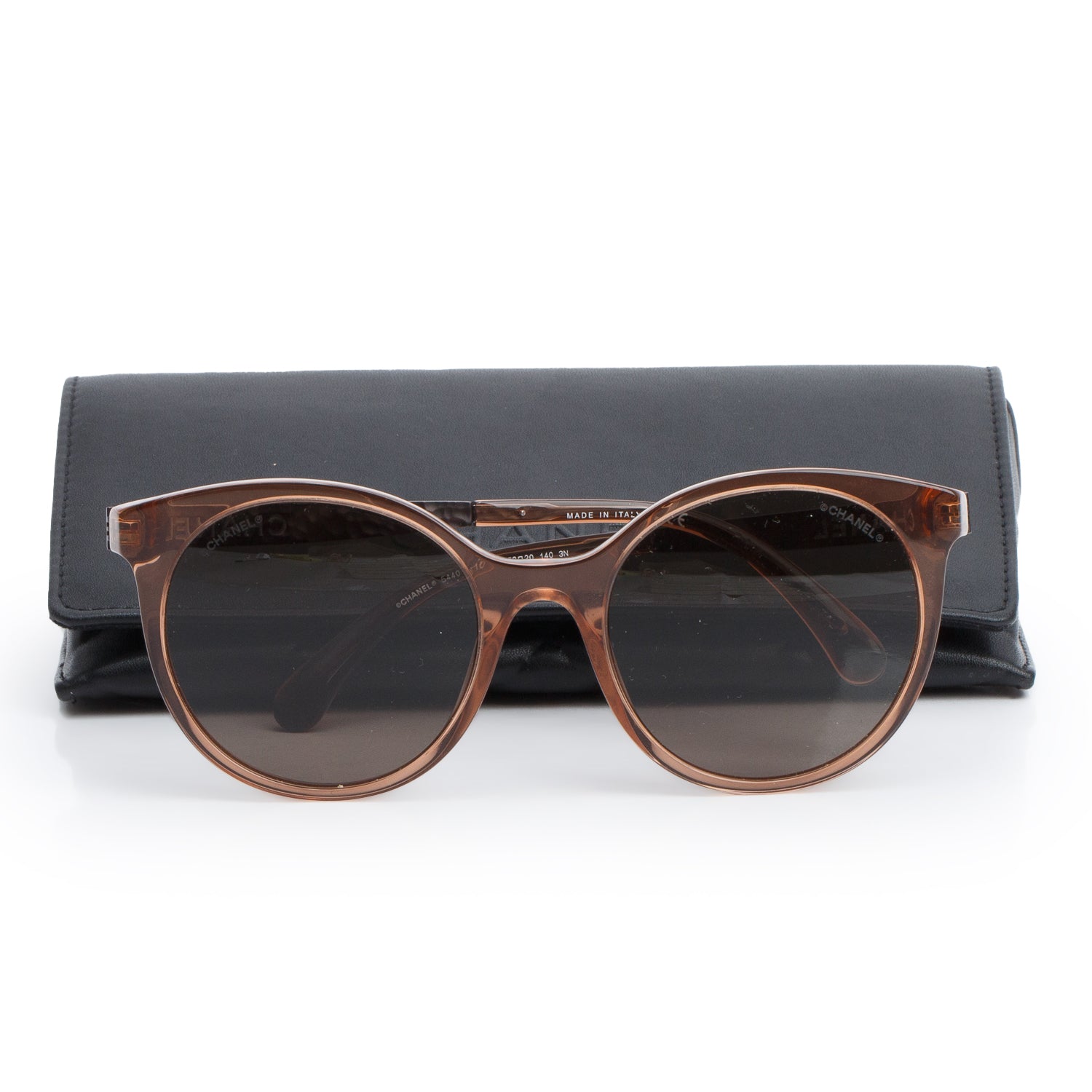 Chanel 5440 Brown Acetate Logo Polarized Round Sunglasses w/ Case