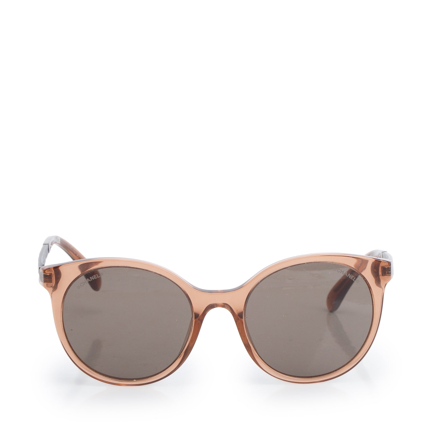 Chanel 5440 Brown Acetate Logo Polarized Round Sunglasses w/ Case