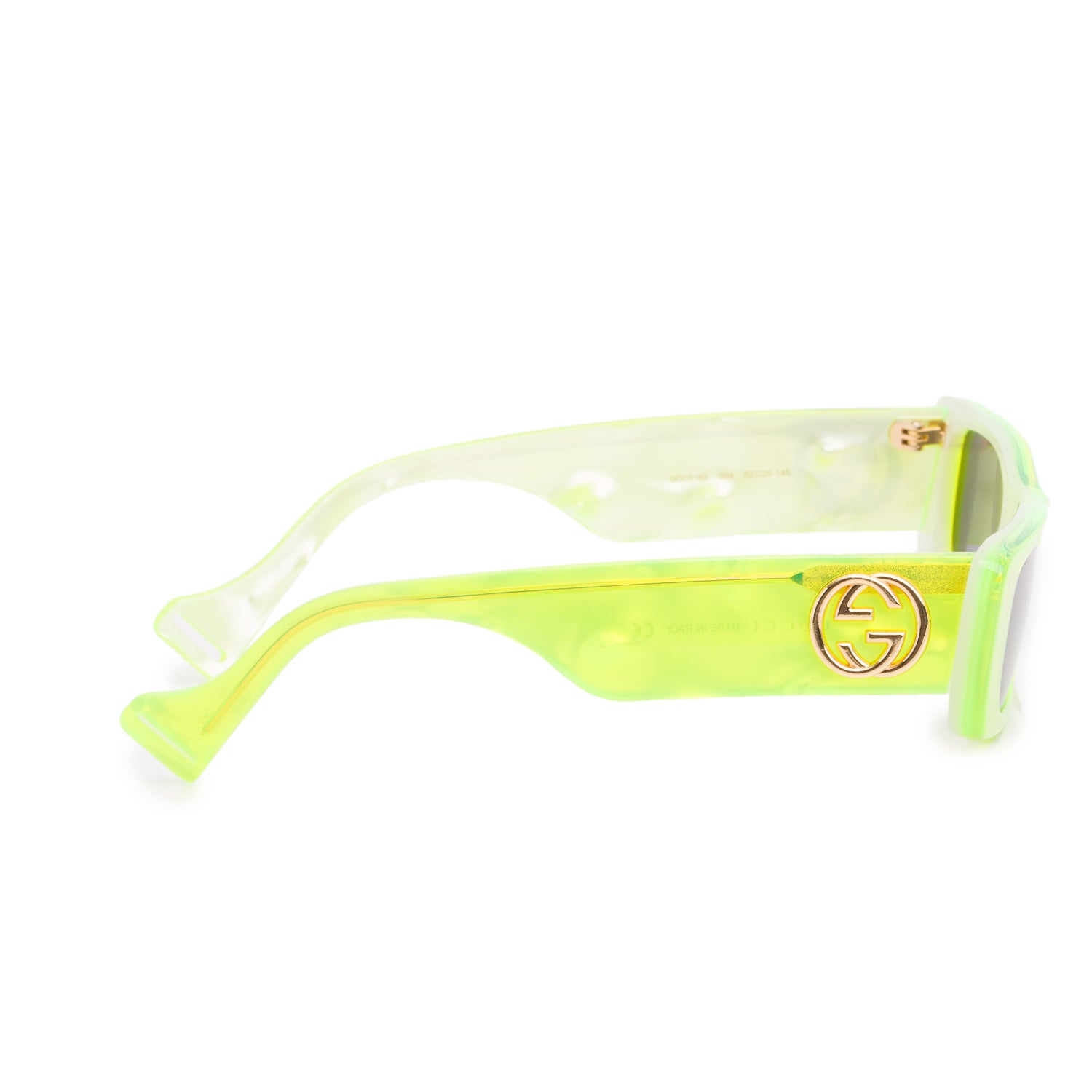 Gucci GG0516S Fluorescent Yellow Acetate Rectangular Sunglasses