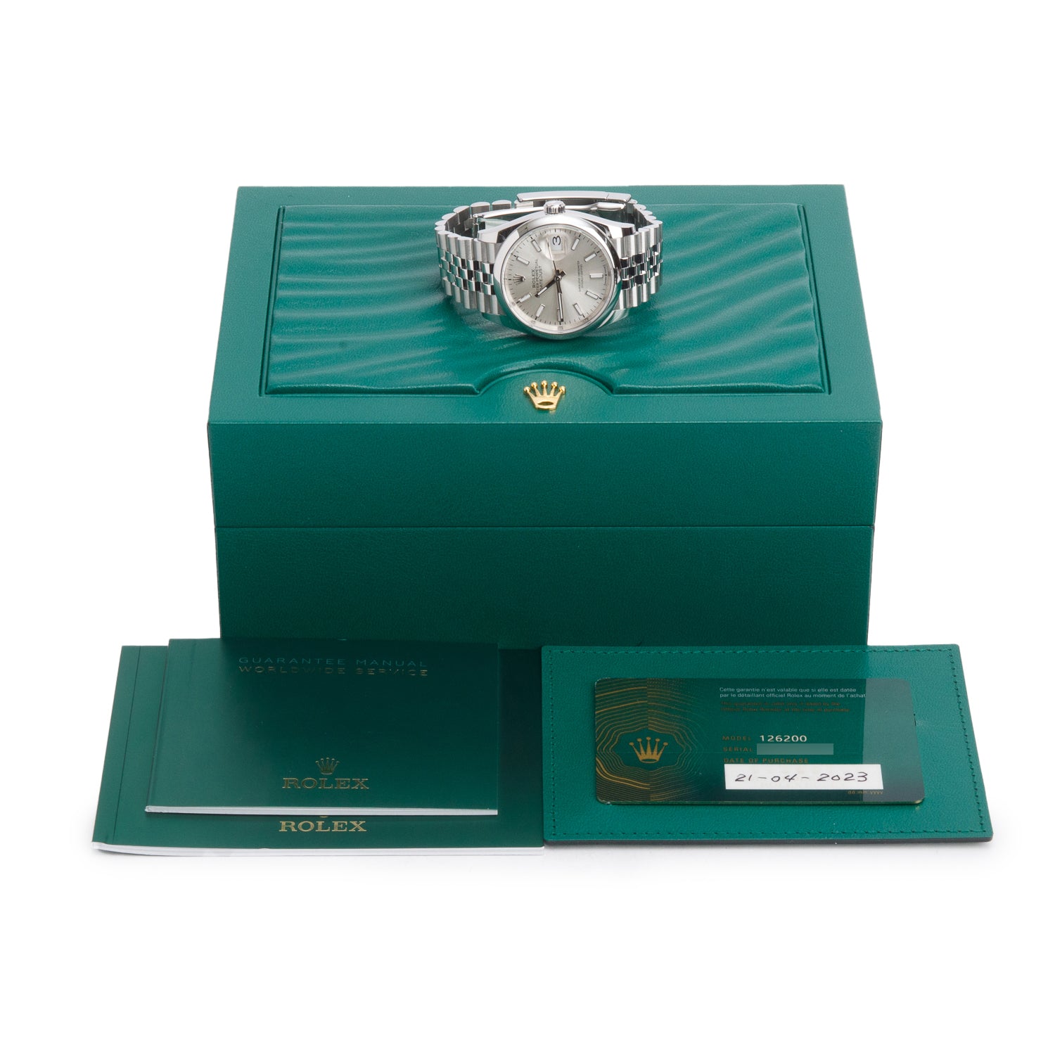 Rolex 2023 Stainless Steel Datejust 36 MM Automatic Watch Silver Dial 126200 w/ Box & Papers