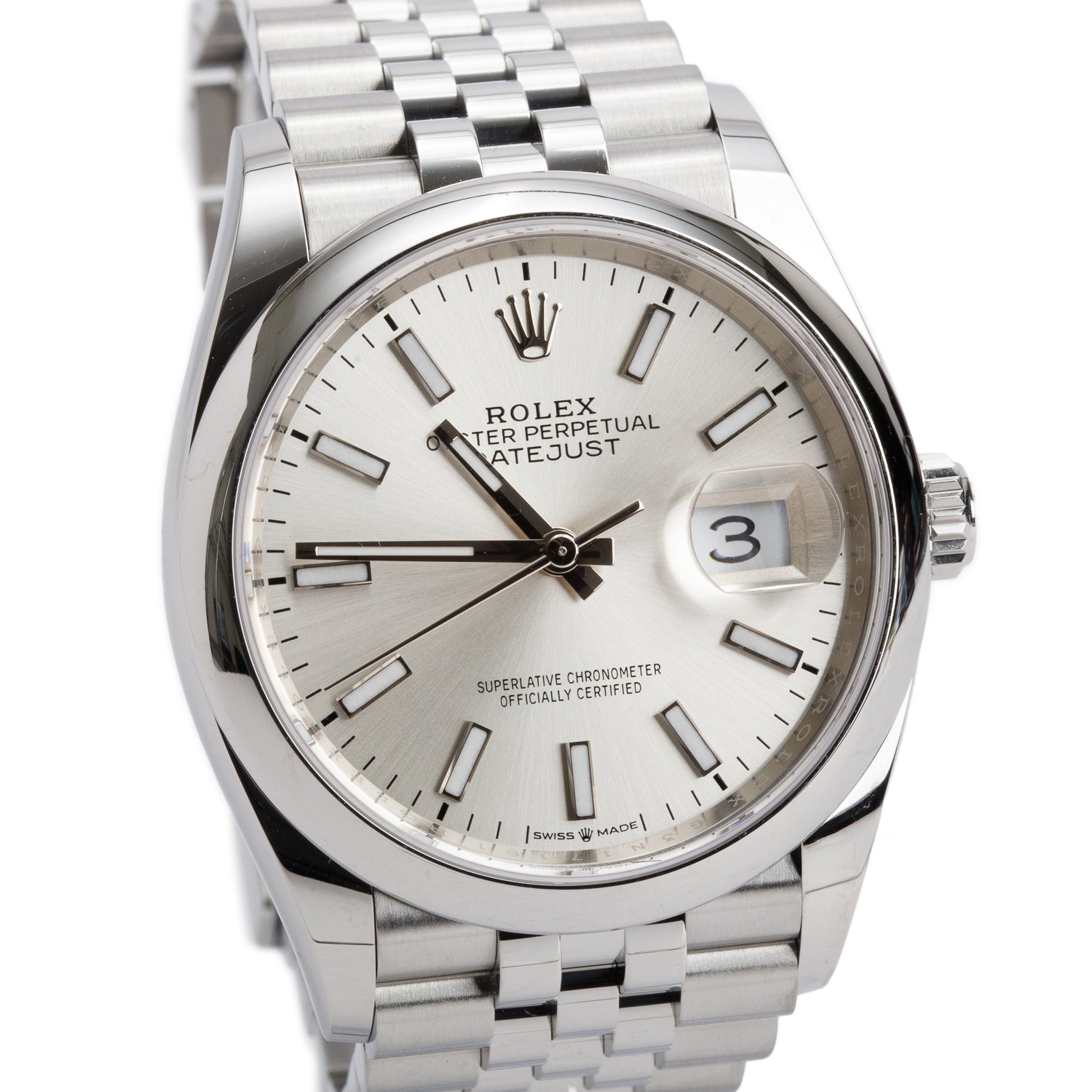 Rolex 2023 Stainless Steel Datejust 36 MM Automatic Watch Silver Dial 126200 w/ Box & Papers