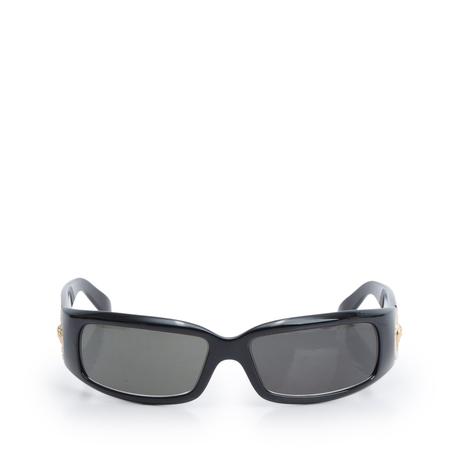 Versace 4044-B Black Medusa Coin Crystal Shield Sunglasses w/ Case