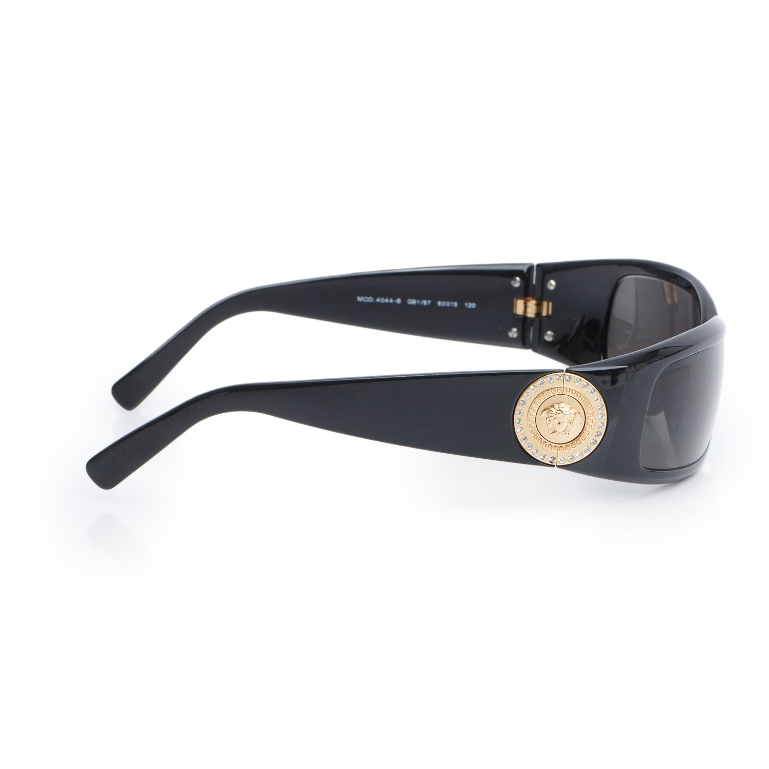 Versace 4044-B Black Medusa Coin Crystal Shield Sunglasses w/ Case