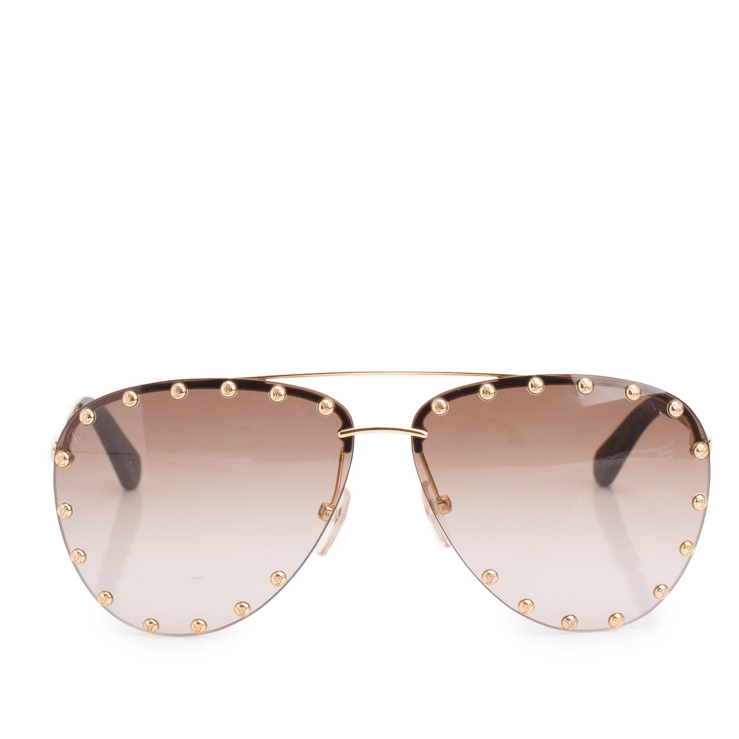 Louis Vuitton Z0926U Gold-Tone Studded The Party Aviator Sunglasses