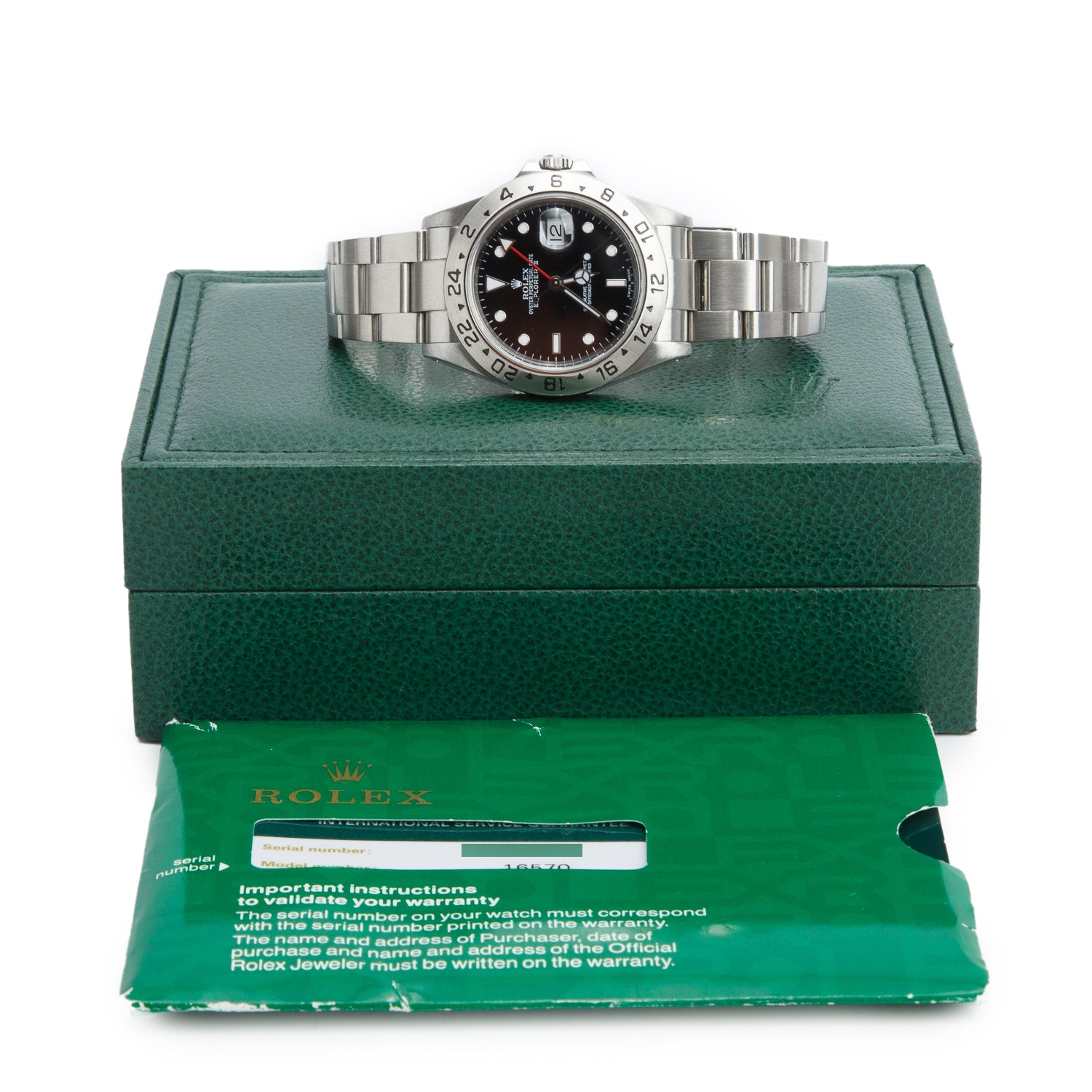 Rolex Stainless Steel Oyster Perpetual Explorer II 40 MM Watch Black Dial 16570 w/ Box & Papers