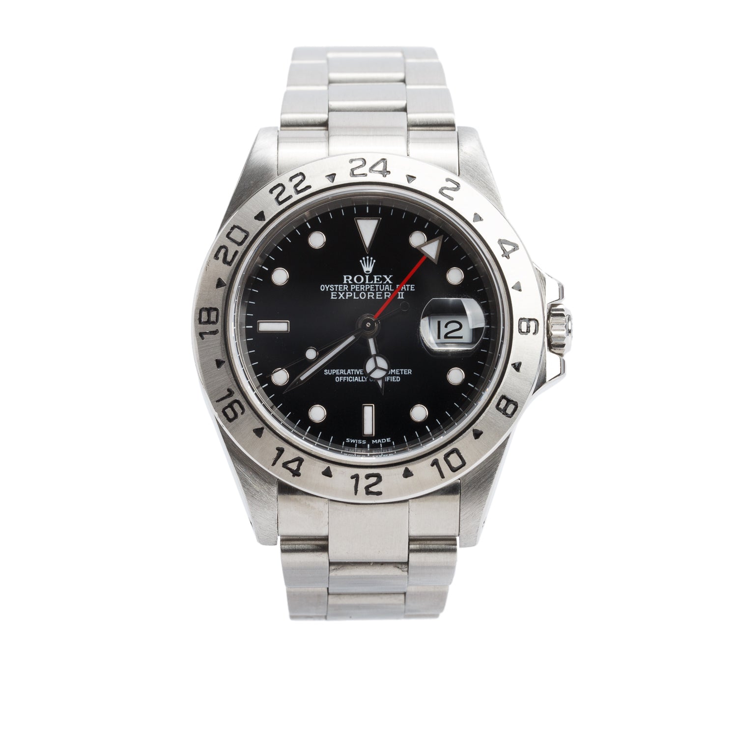 Rolex Stainless Steel Oyster Perpetual Explorer II 40 MM Watch Black Dial 16570 w/ Box & Papers