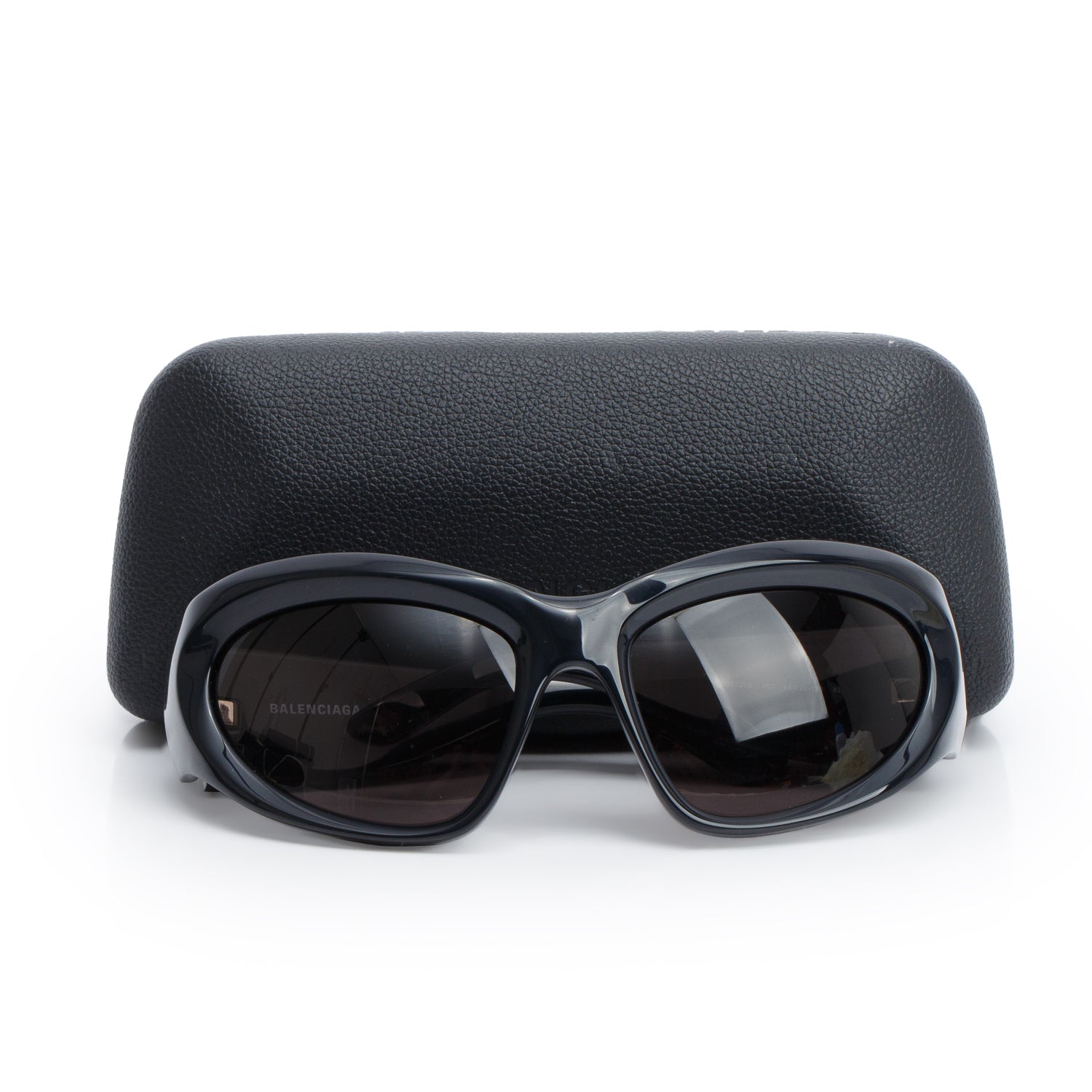 Balenciaga BB0228S Black Acetate Wrap Around Sunglasses w/ Case
