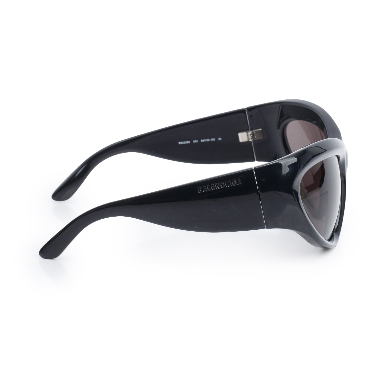 Balenciaga BB0228S Black Acetate Wrap Around Sunglasses w/ Case