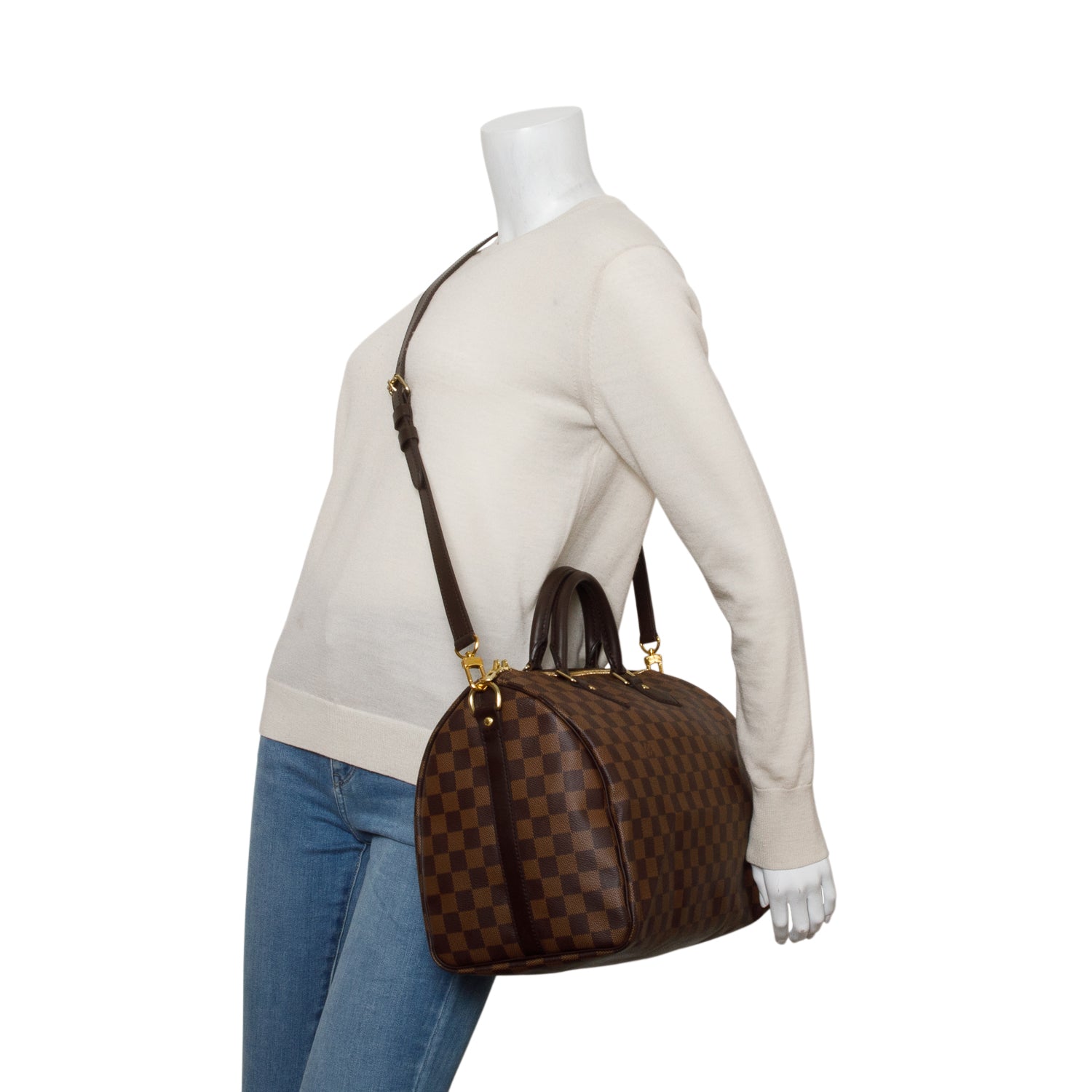 Louis Vuitton Damier Ebene Speedy Bandouliere 35 w/ Box & Strap