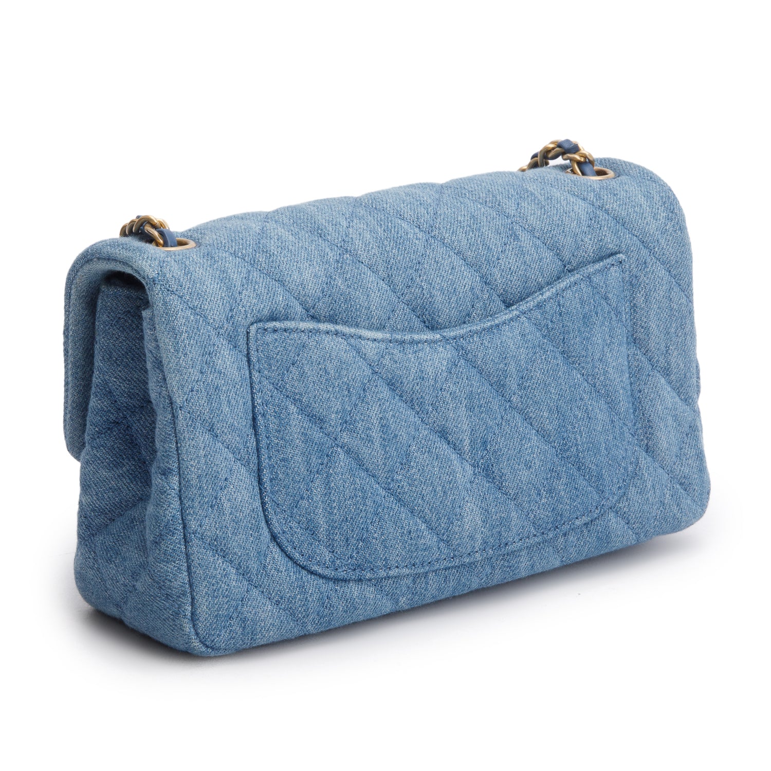 Chanel Denim Quilted Mini Rectangular Pearl Crush Flap w/ Box