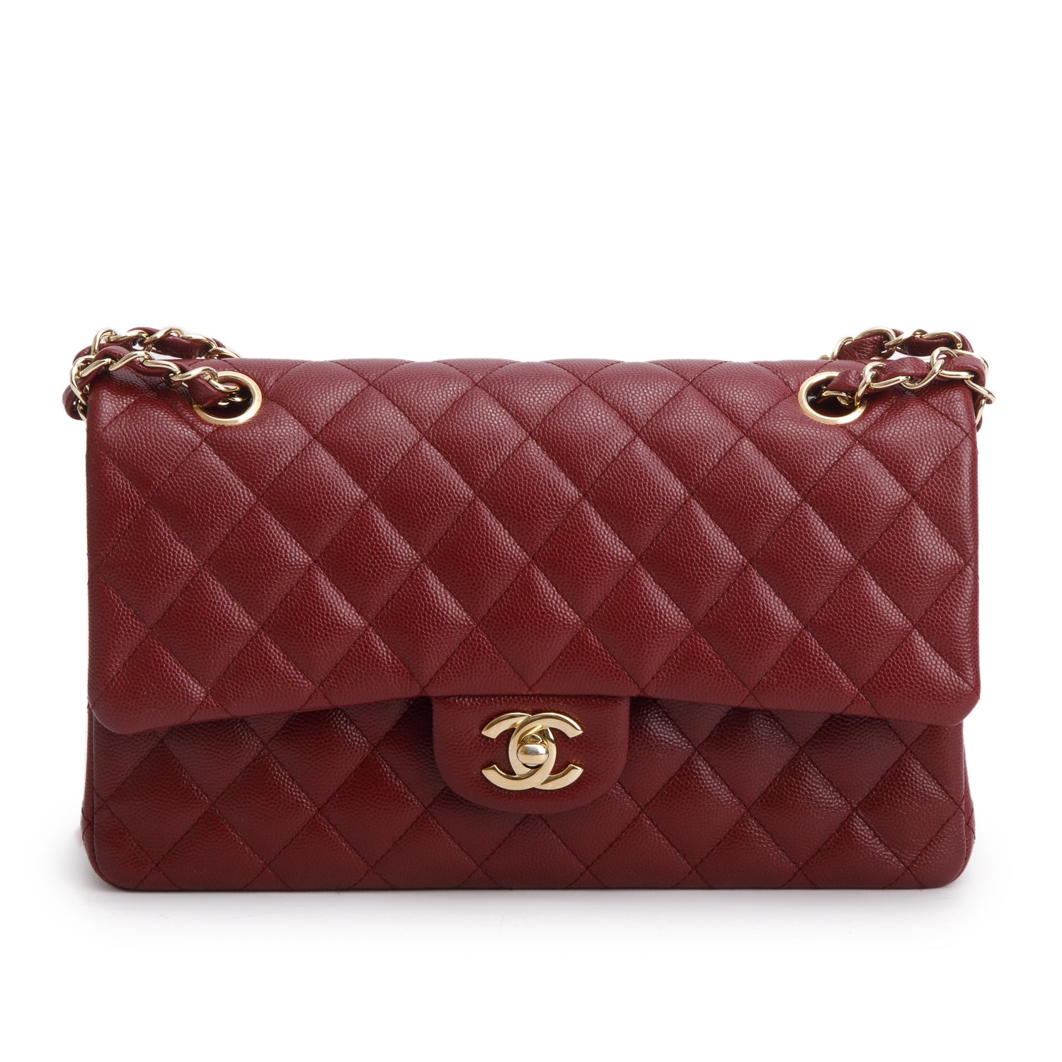Chanel Burgundy Caviar Classic Medium Double Flap Bag