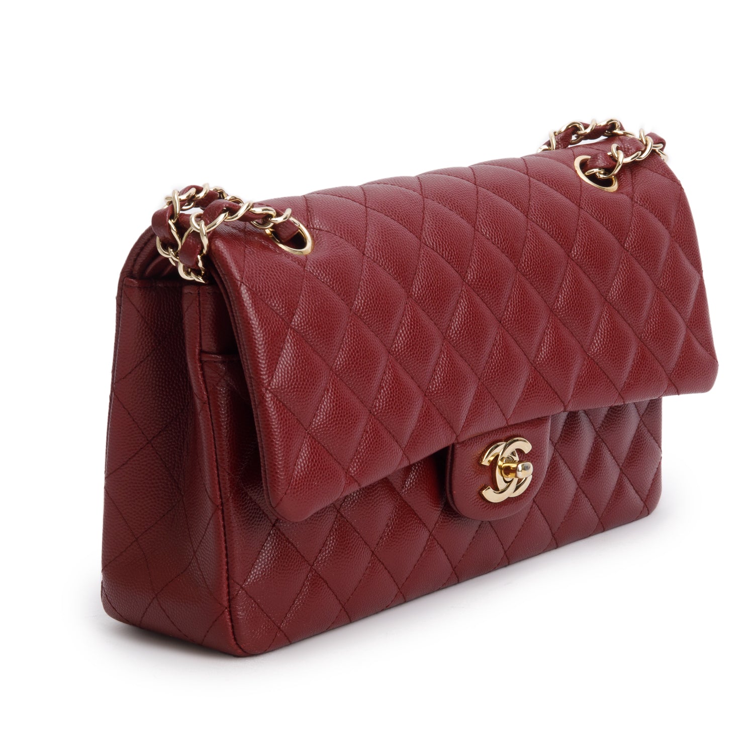 Chanel Burgundy Caviar Classic Medium Double Flap Bag