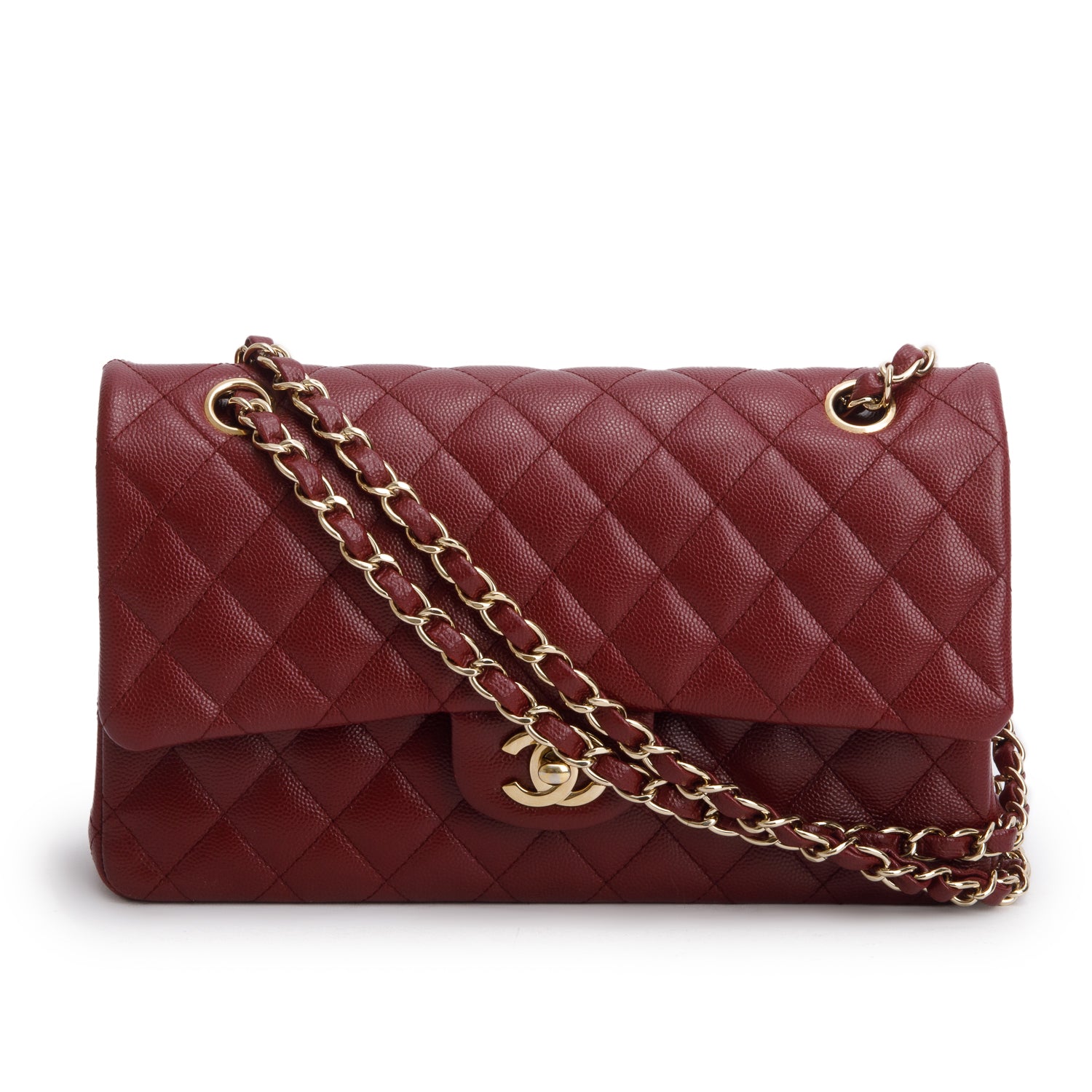 Chanel Burgundy Caviar Classic Medium Double Flap Bag