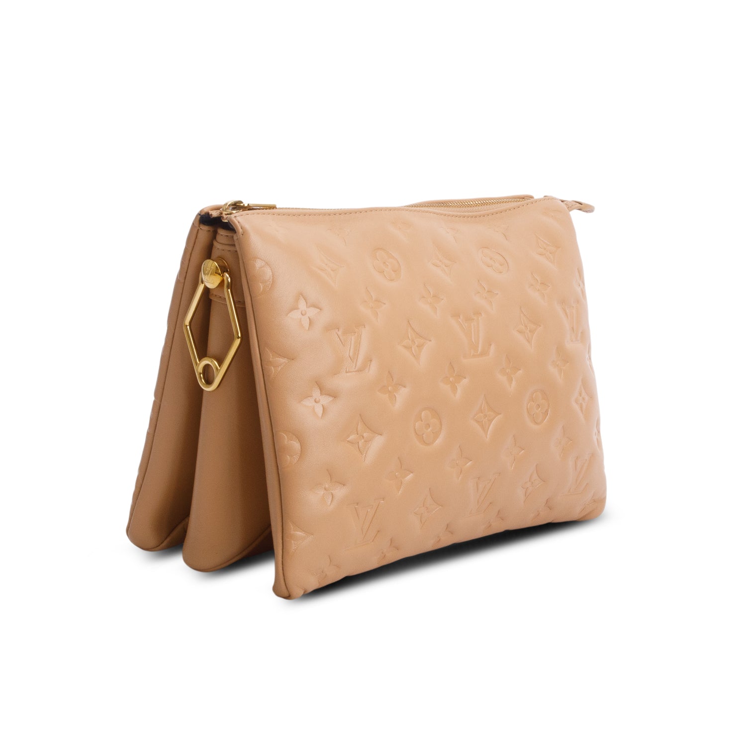 Louis Vuitton Brown Monogram Embossed Lambskin Leather Coussin PM w/ Straps