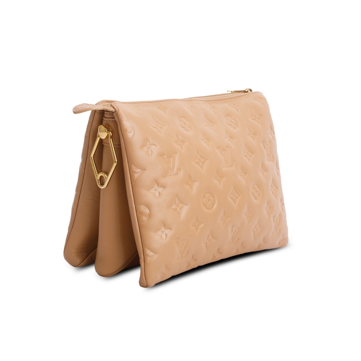 Louis Vuitton Brown Monogram Embossed Lambskin Leather Coussin PM w/ Straps