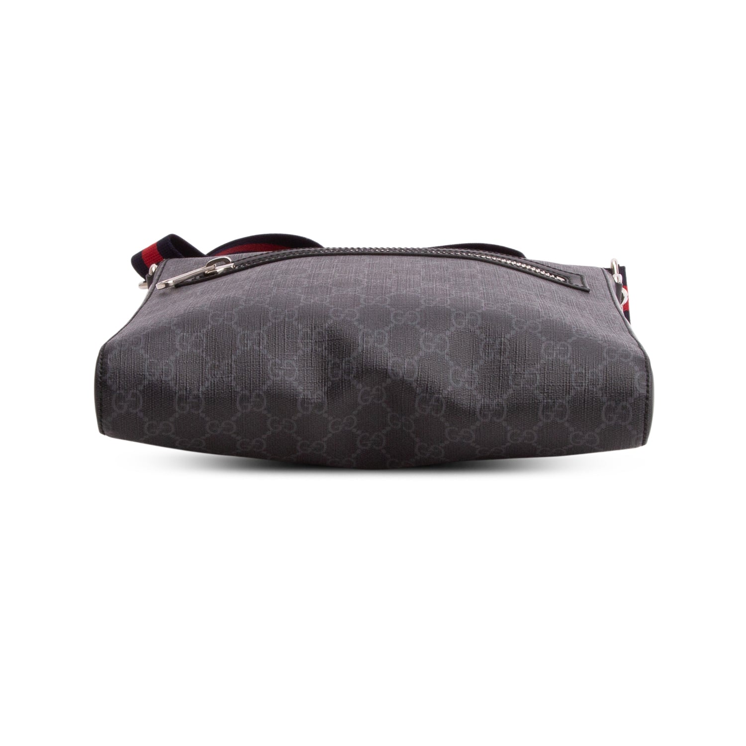 Gucci Black GG Supreme Monogram Web Flat Medium Messenger Bag
