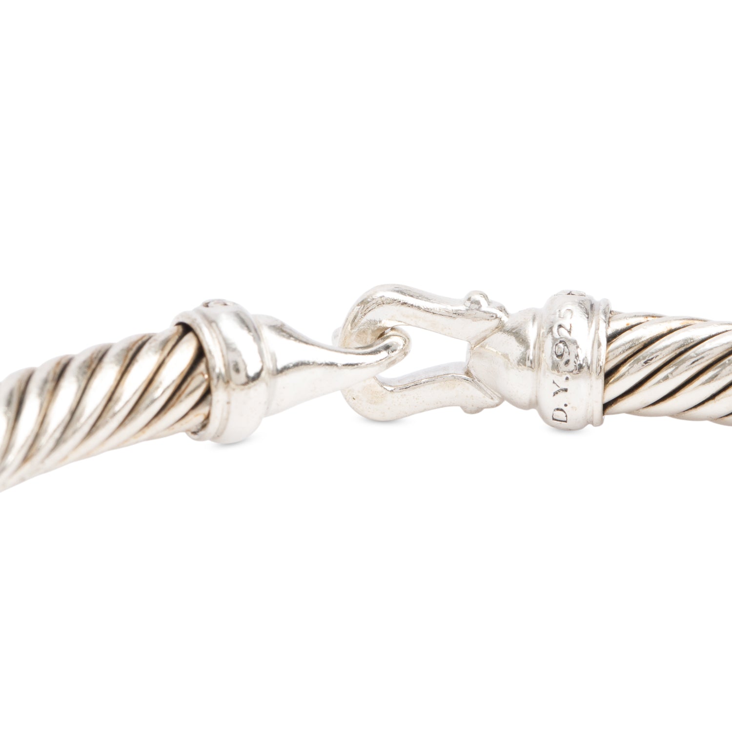 David Yurman Sterling Silver Diamond 5MM Buckle Classic Cable Bracelet