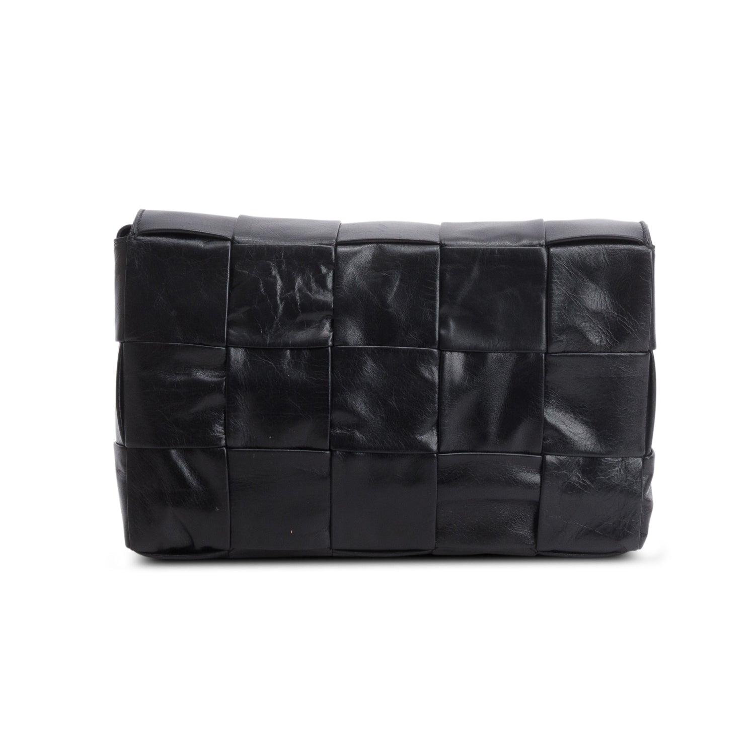 Bottega Veneta Black Paper Calfskin Maxi Intrecciato Small Cassette Crossbody Bag