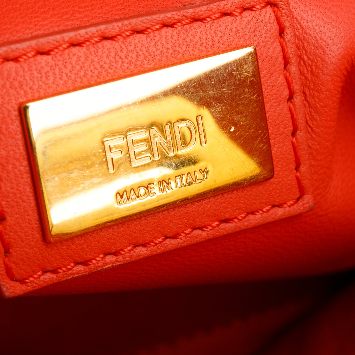 Fendi Orange Nappa Mini Peekaboo Iconic Satchel w/ Box & Strap