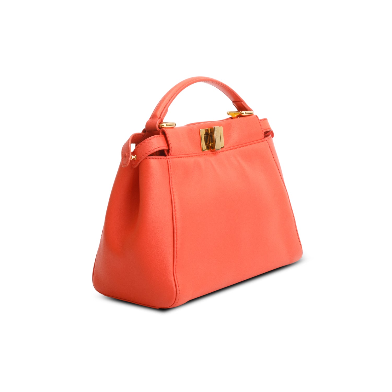 Fendi Orange Nappa Mini Peekaboo Iconic Satchel w/ Box & Strap