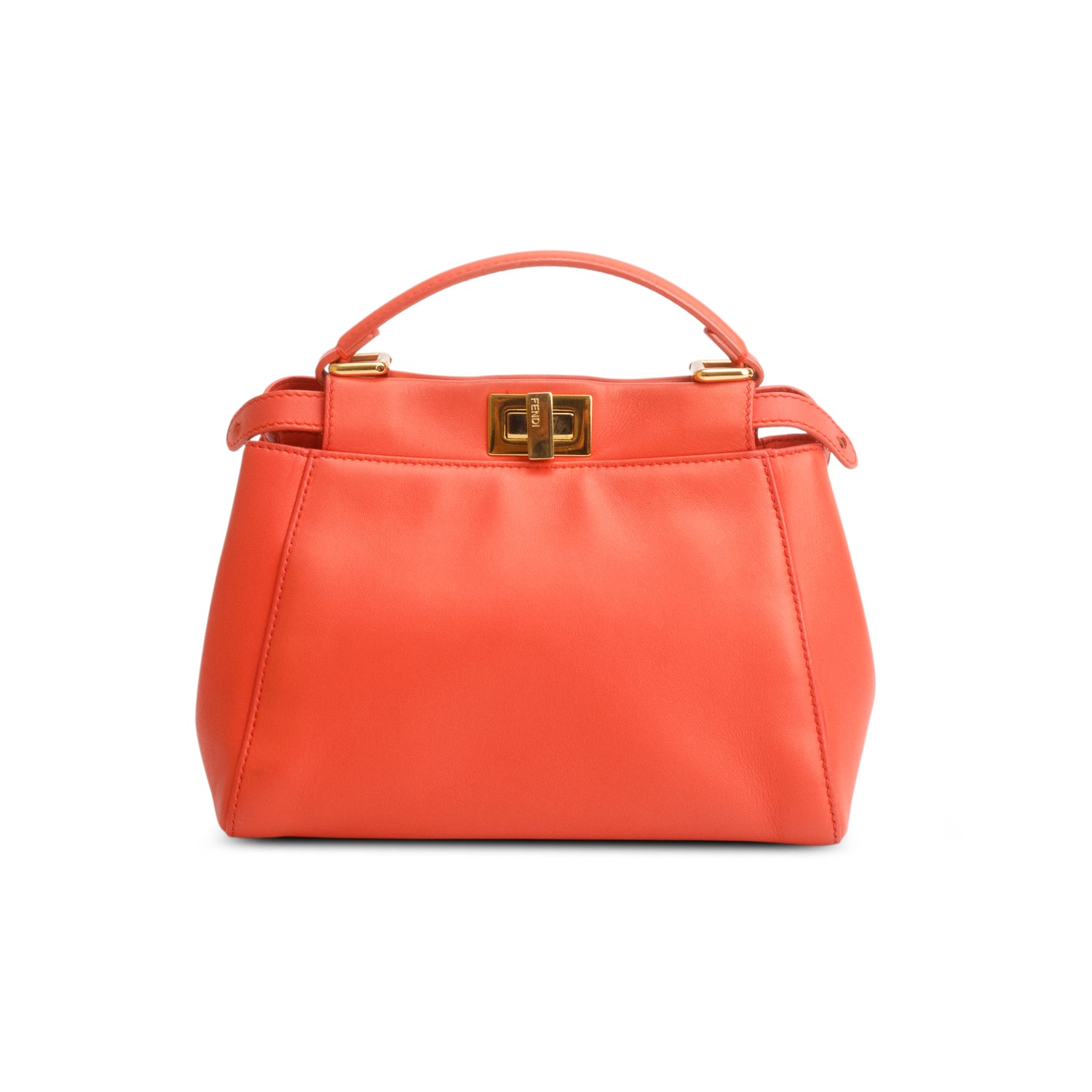 Fendi Orange Nappa Mini Peekaboo Iconic Satchel w/ Box & Strap