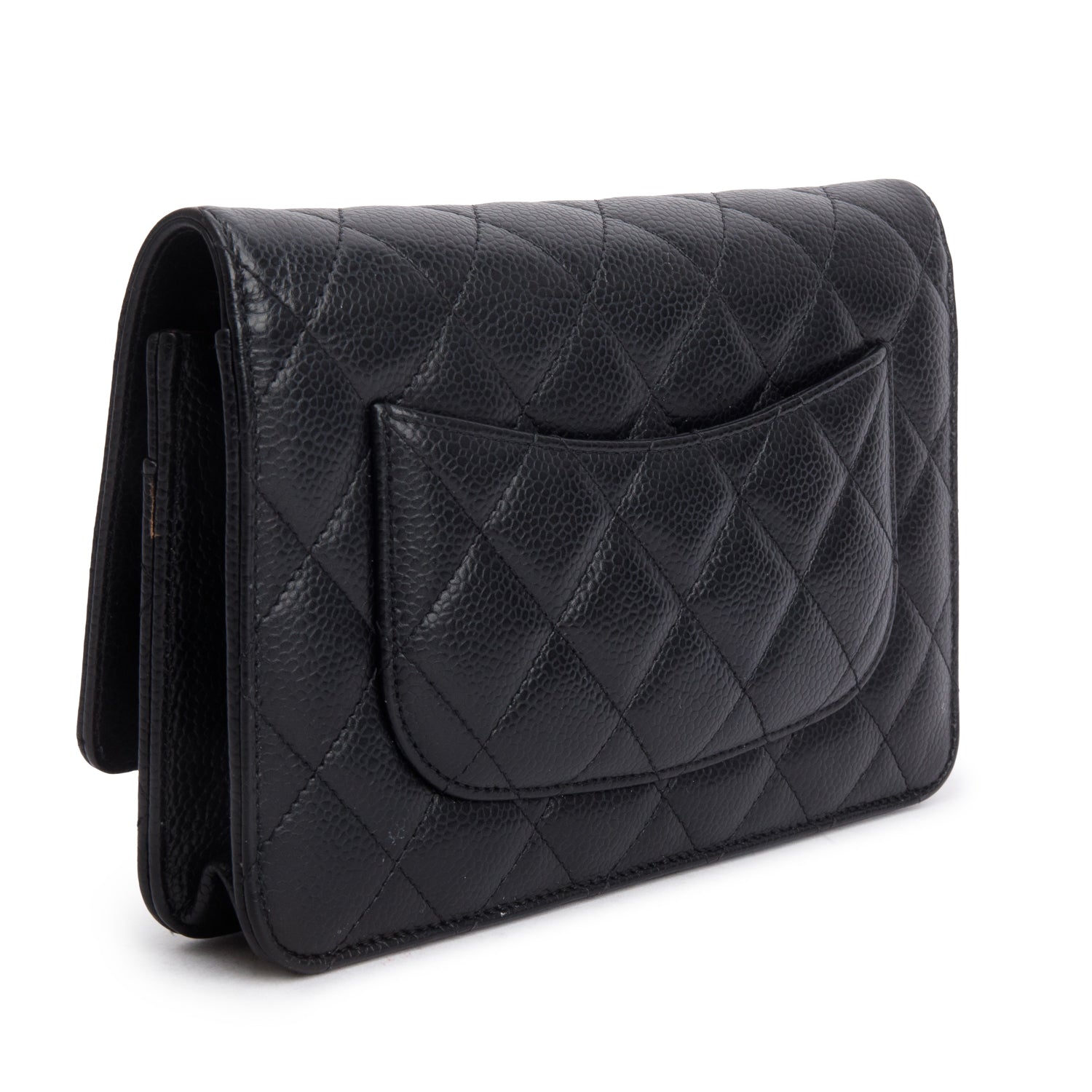 Chanel Black Caviar Quilted Classic Wallet on Chain