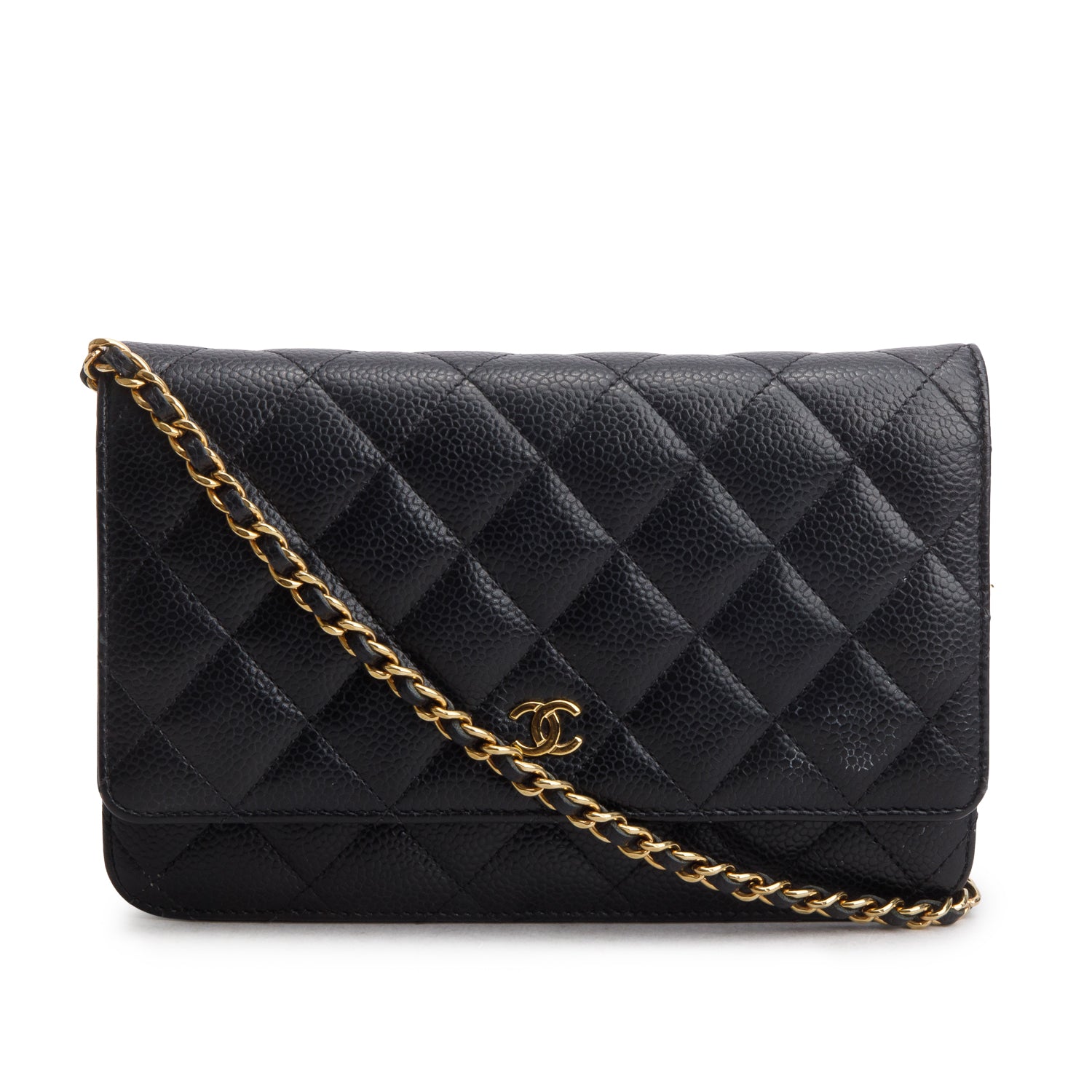 Chanel Black Caviar Quilted Classic Wallet on Chain