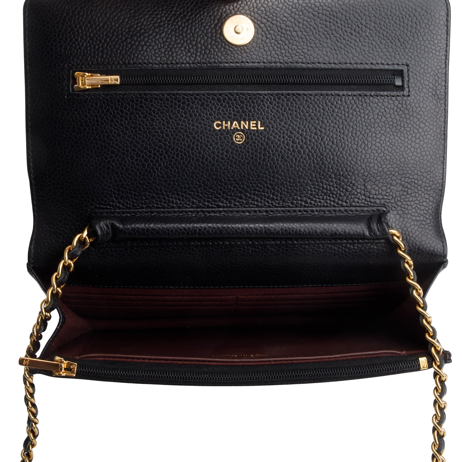 Chanel Black Caviar Quilted Classic Wallet on Chain