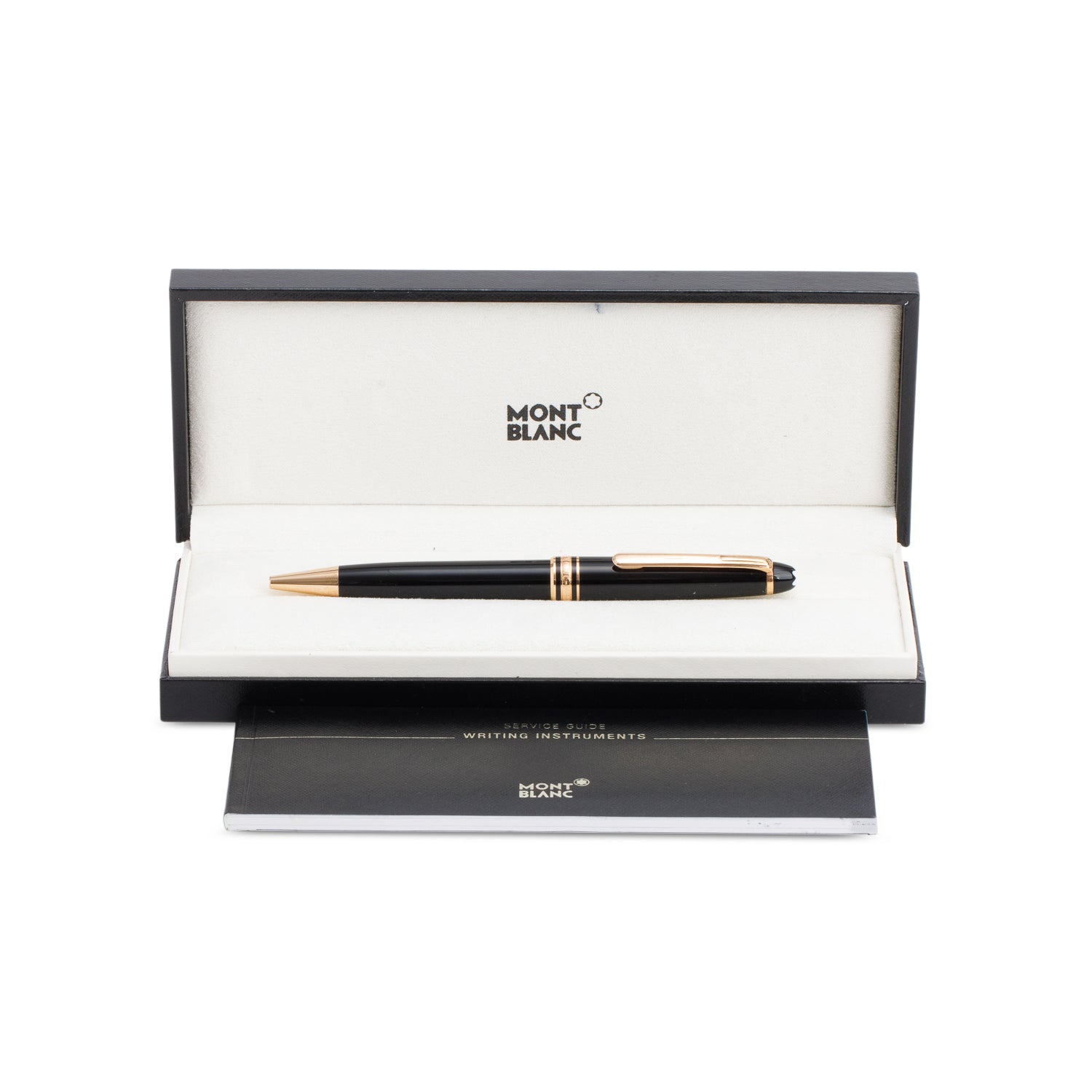 Montblanc Yellow Gold Coated Meisterstuck Classique Black Resin Ballpoint Pen w/ Box