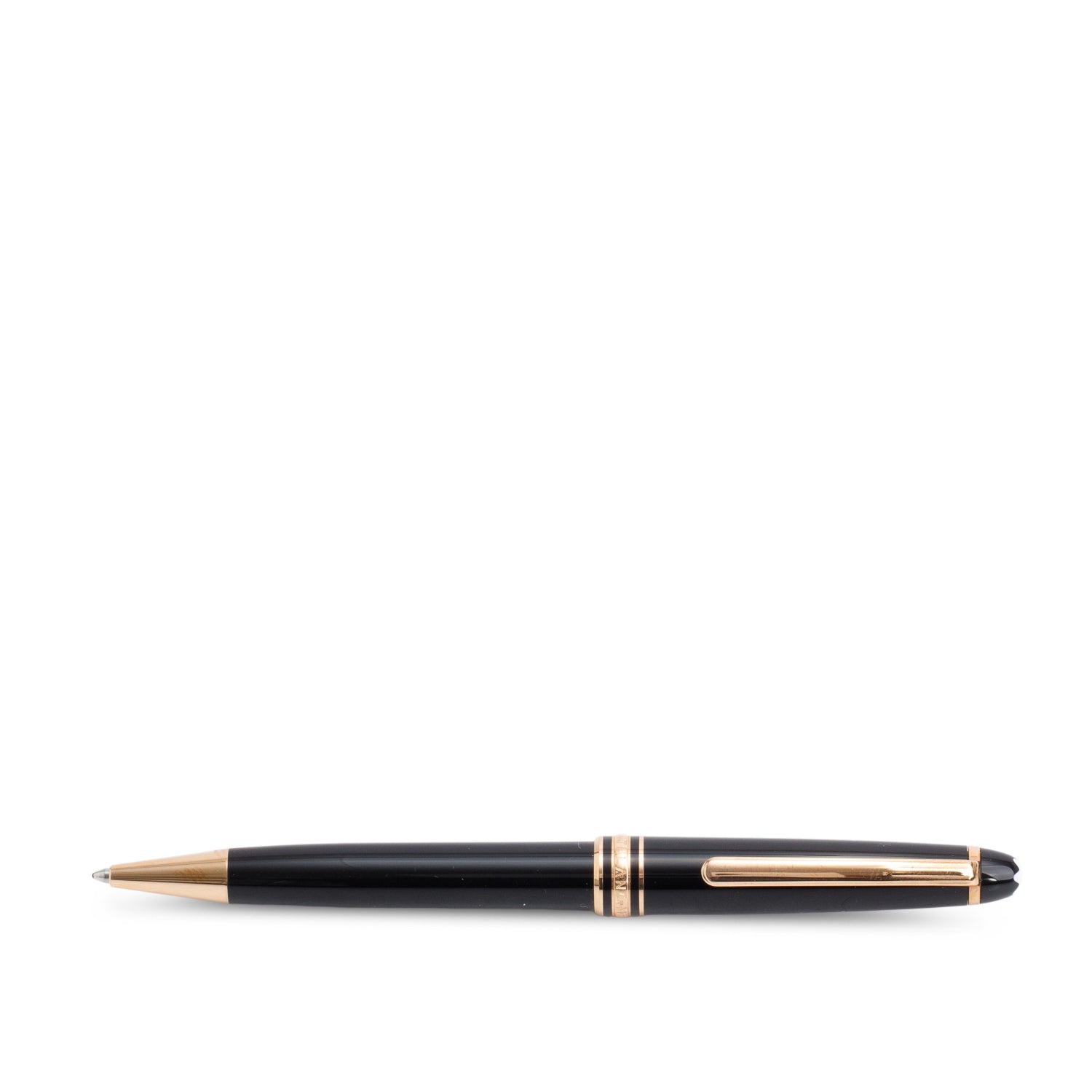 Montblanc Yellow Gold Coated Meisterstuck Classique Black Resin Ballpoint Pen w/ Box