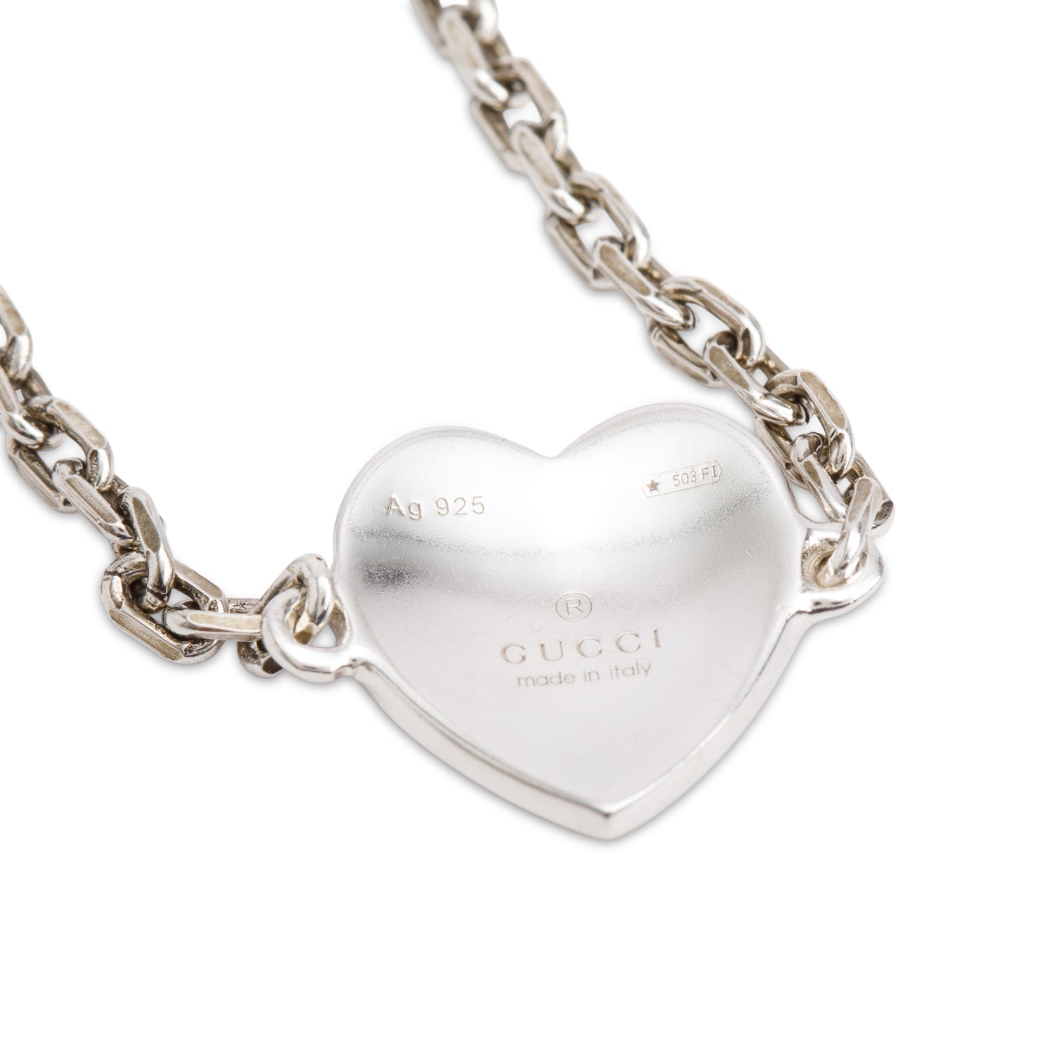 Gucci Sterling Silver Interlocking G Red Enamel Heart Station Bracelet