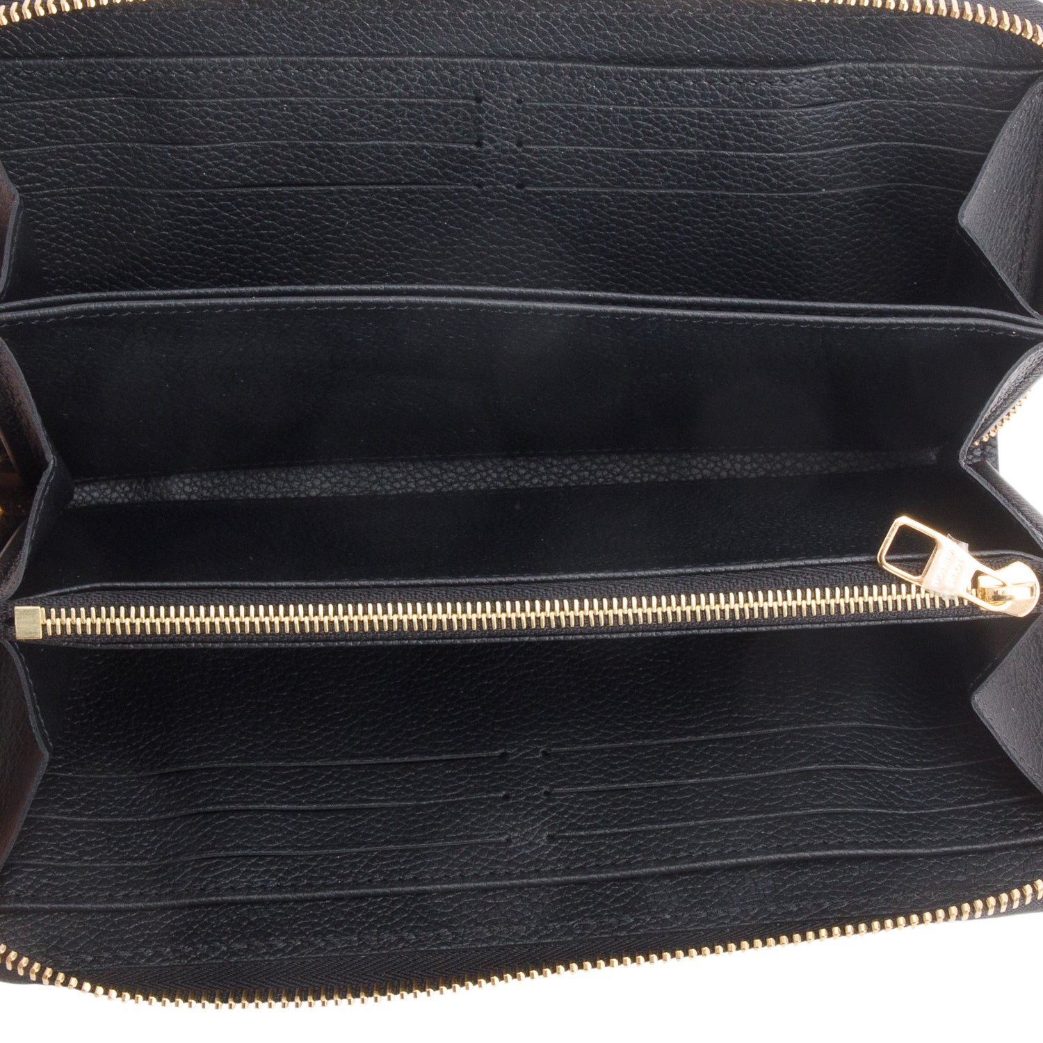 Louis Vuitton Black Monogram Empreinte Leather Zippy Wallet w/ Box