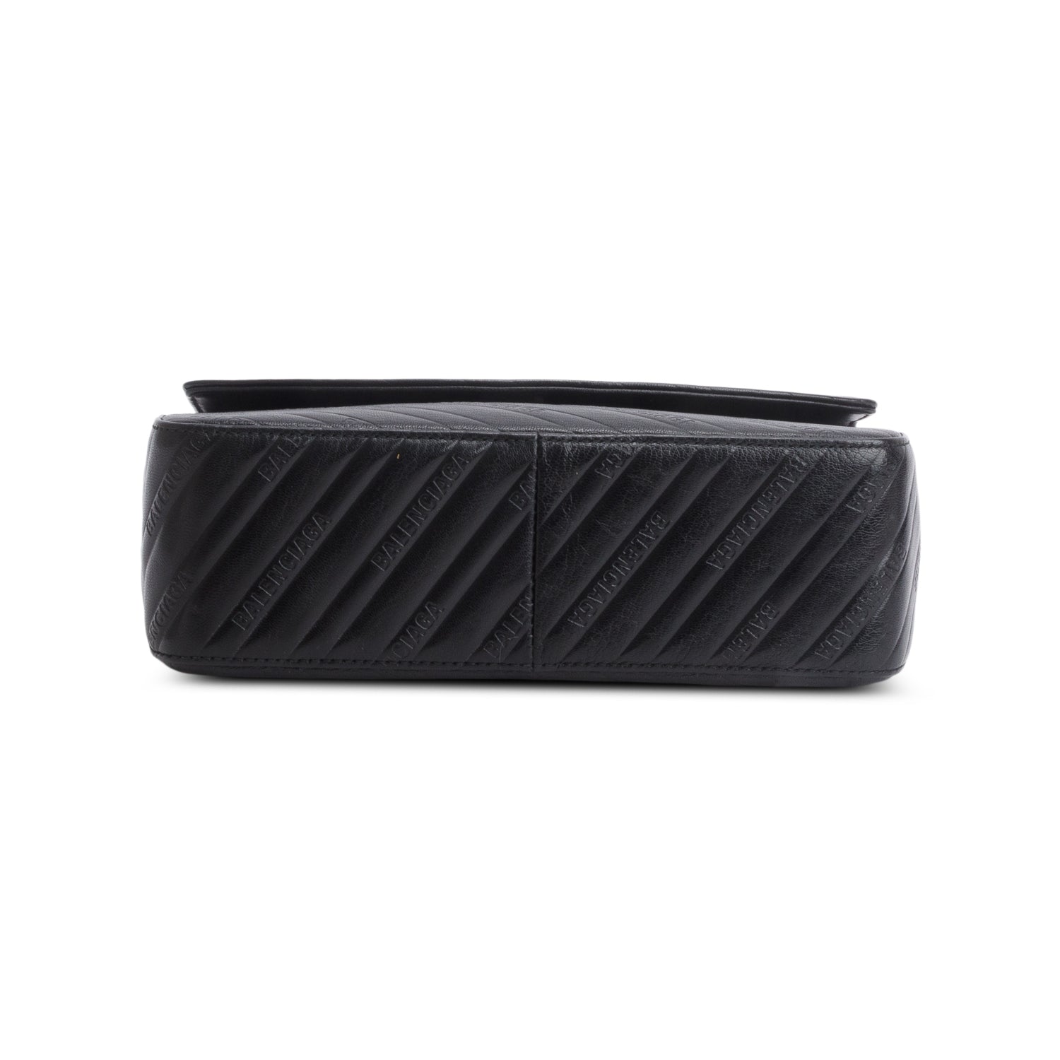 Balenciaga Black Calfskin Leather Logo Matelasse BB Chain Shoulder Bag