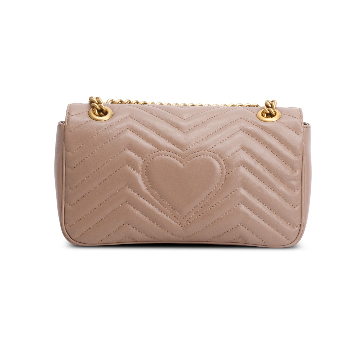 Gucci Taupe Leather GG Marmont Small Shoulder Bag