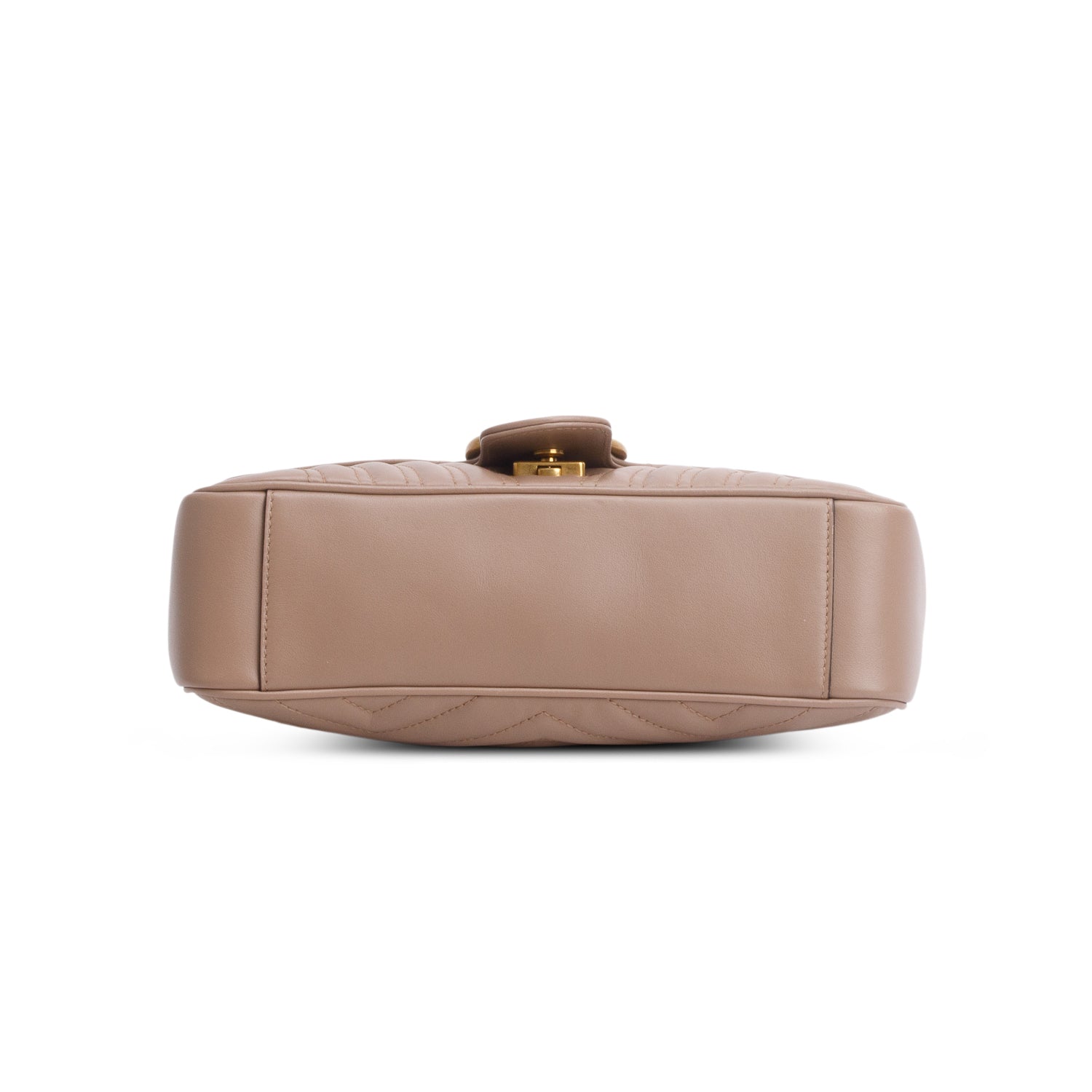 Gucci Taupe Leather GG Marmont Small Shoulder Bag
