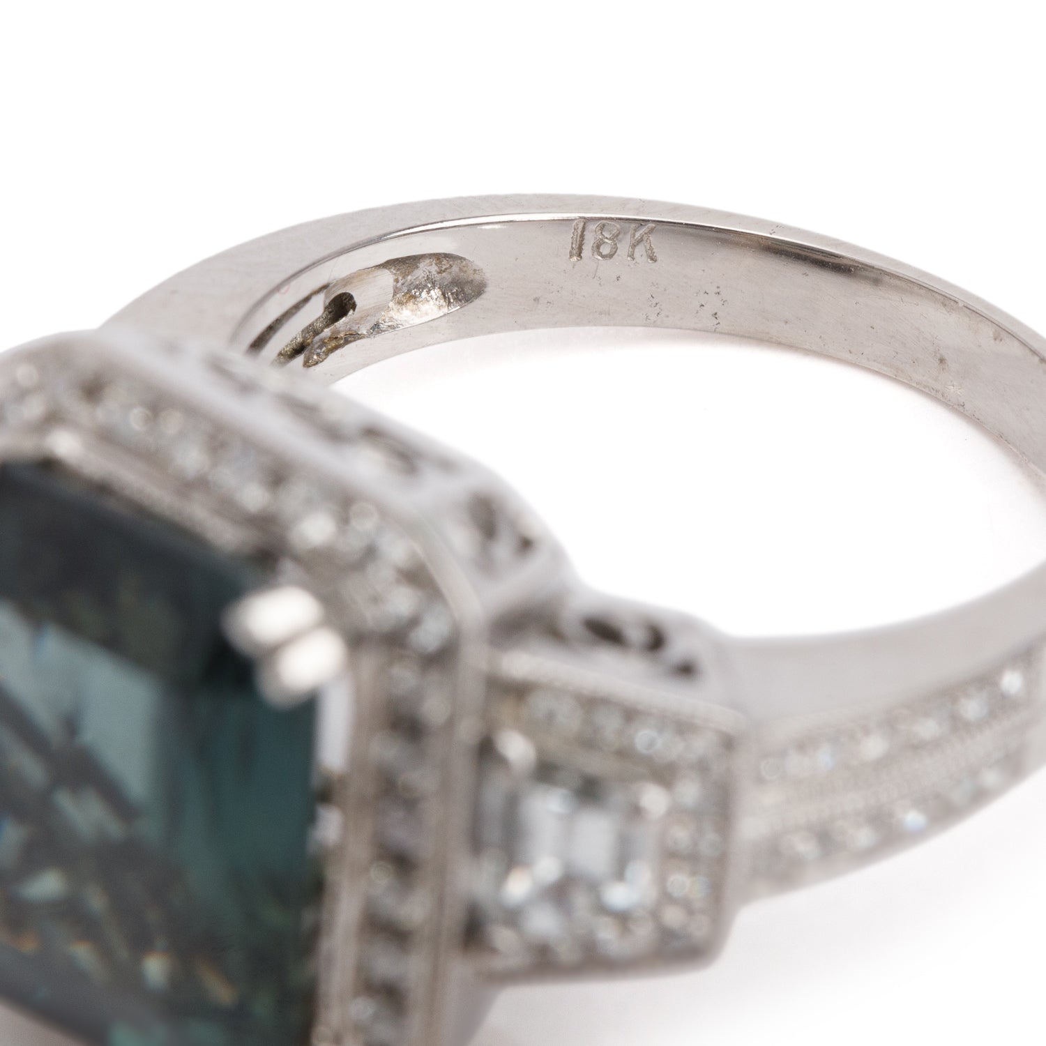 18k White Gold Sapphire and Diamond Ring, Size 6.75