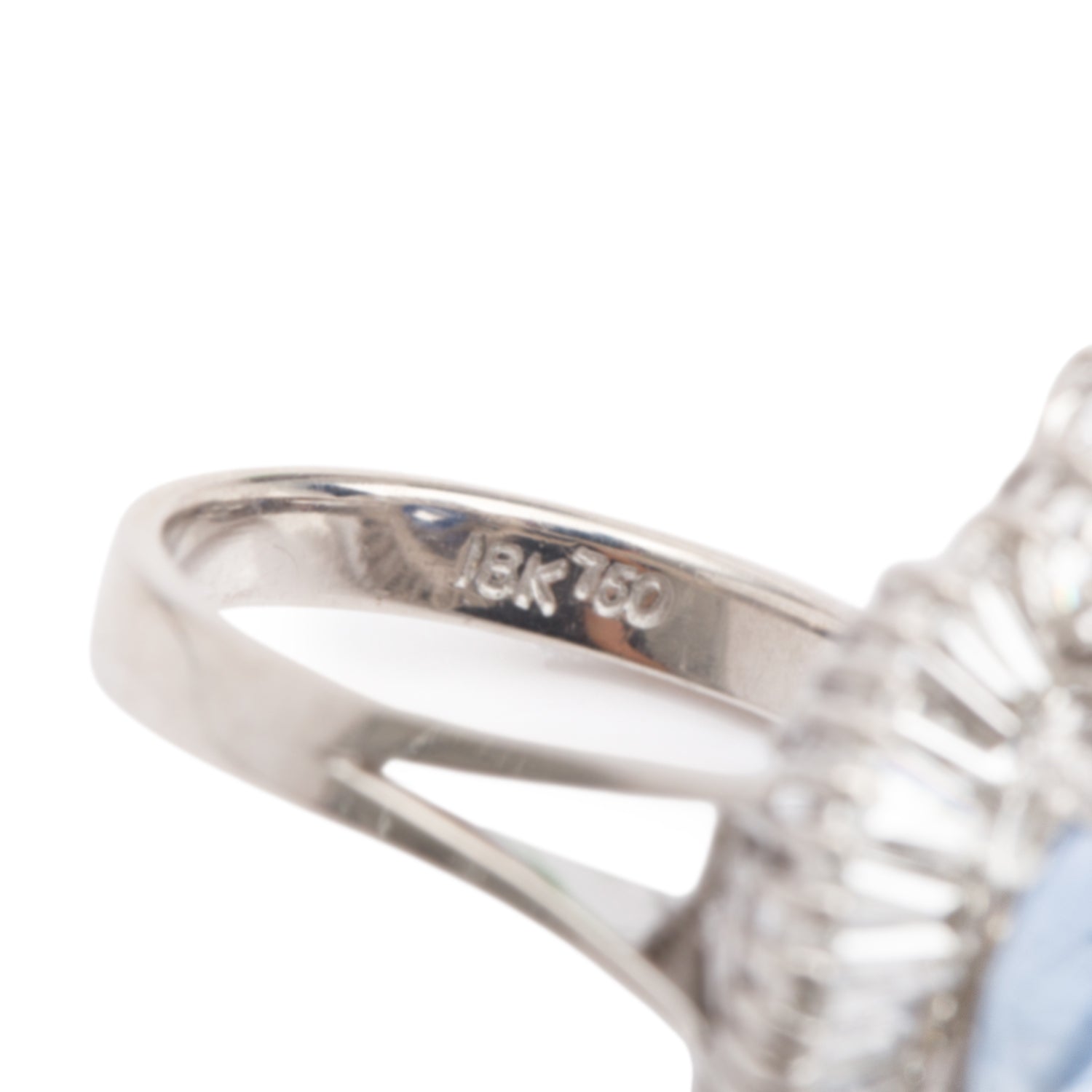 18k White Gold Sapphire and Diamond Ring, Size 5