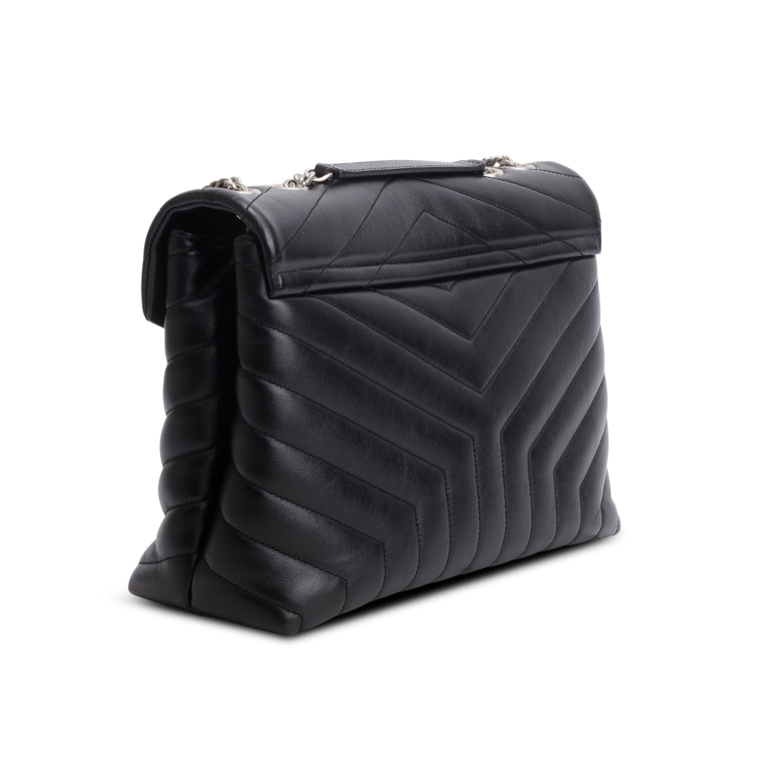 Saint Laurent Black Calfskin Leather Medium Loulou Shoulder Bag