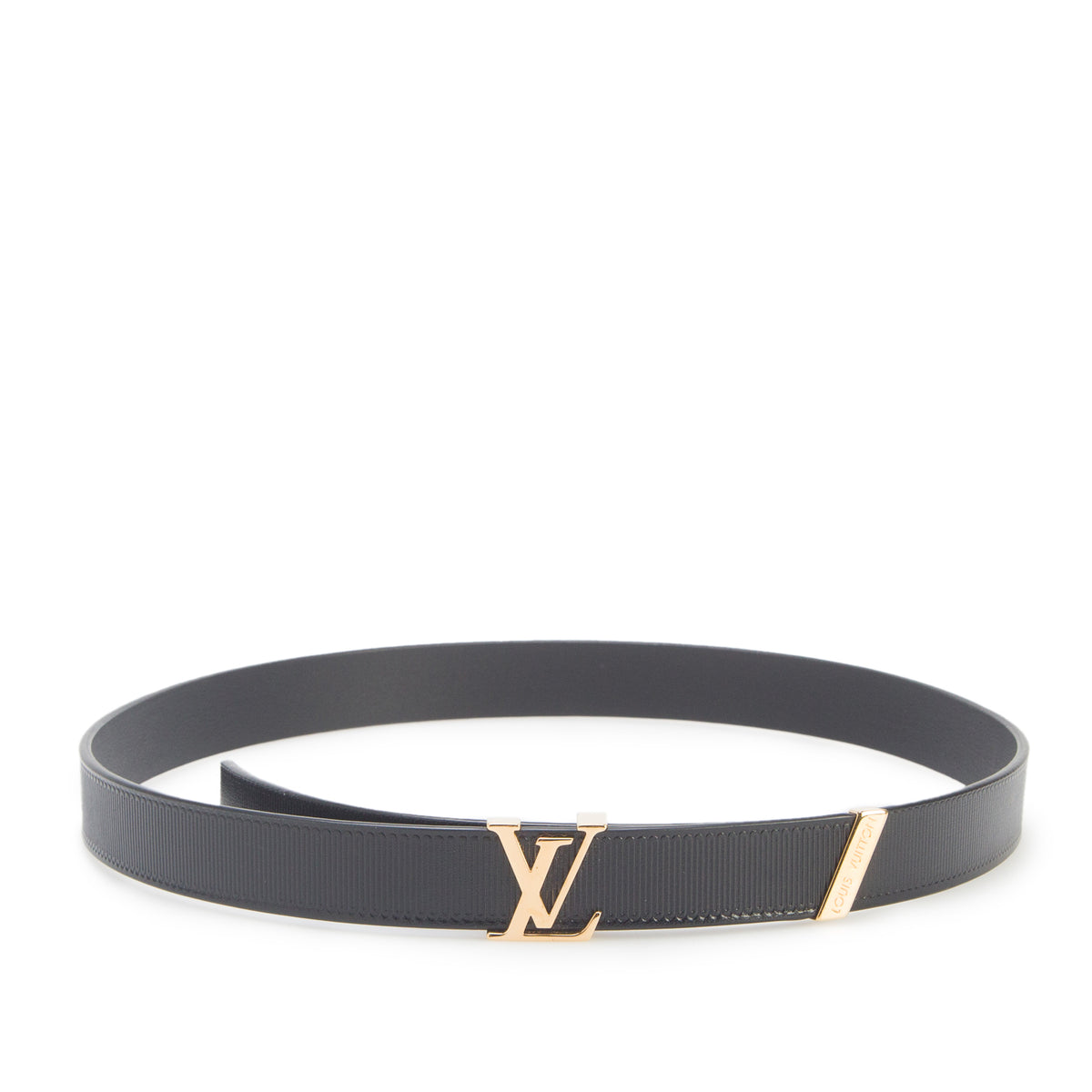 Louis Vuitton 2023 Black Embossed Calfskin Leather Initiales 20 MM Belt, Size 70 28 w/ Box