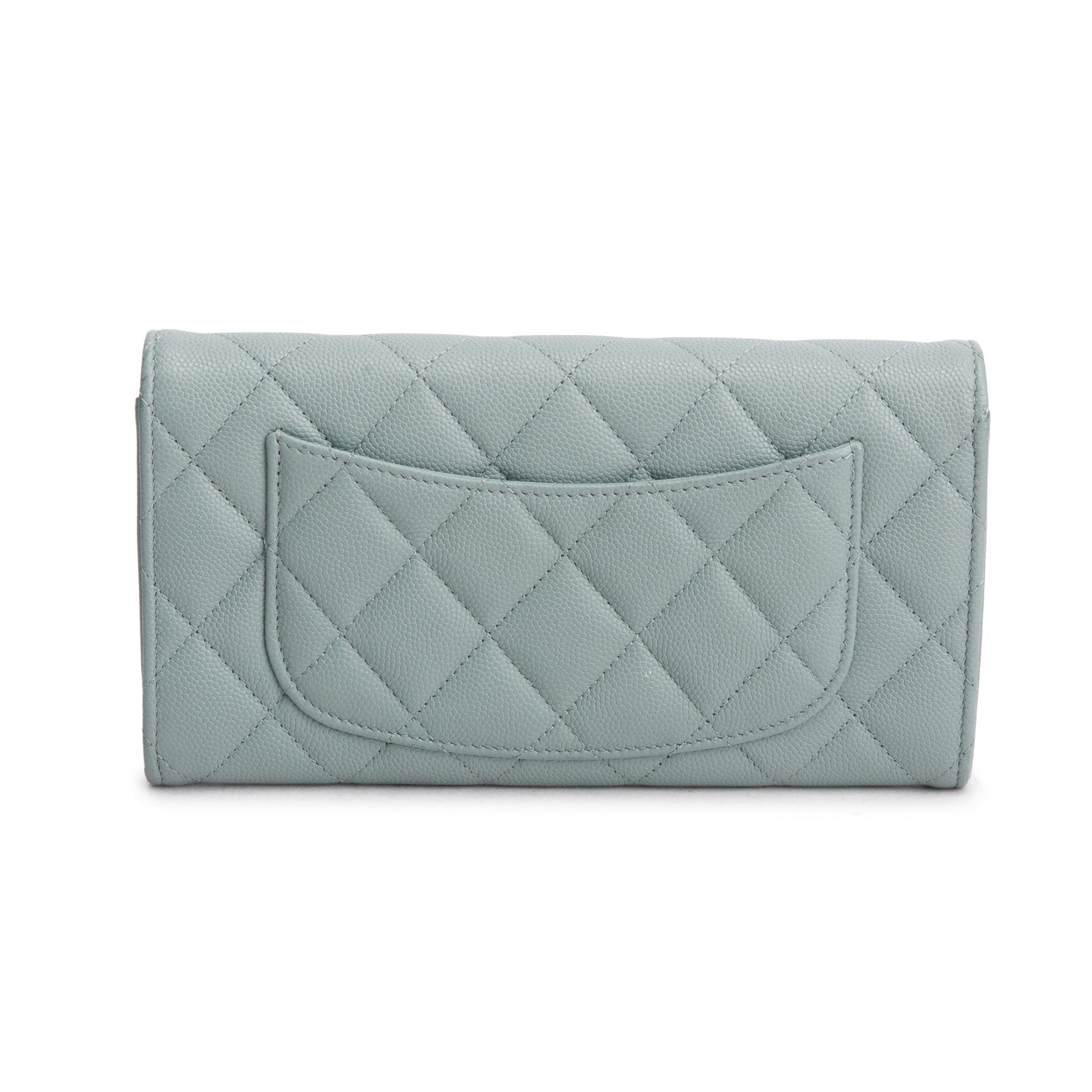 Chanel Green Caviar Leather Quilted Large Gusset Flap Wallet