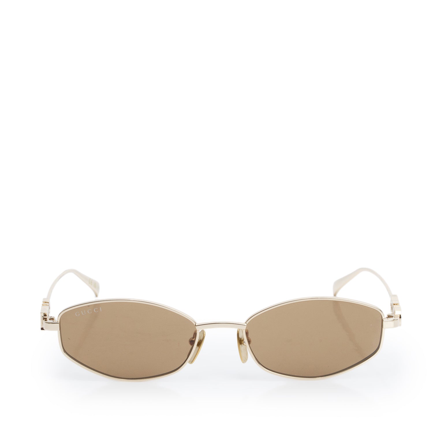 Gucci GG1802S Gold-Tone Metal Oval Frame Sunglasses