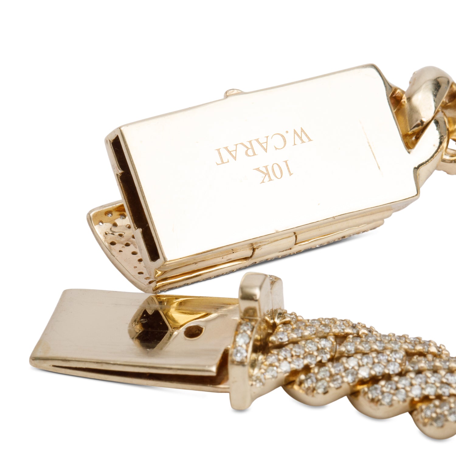 White Carat 10k Yellow Gold Pave Diamond Link Bracelet