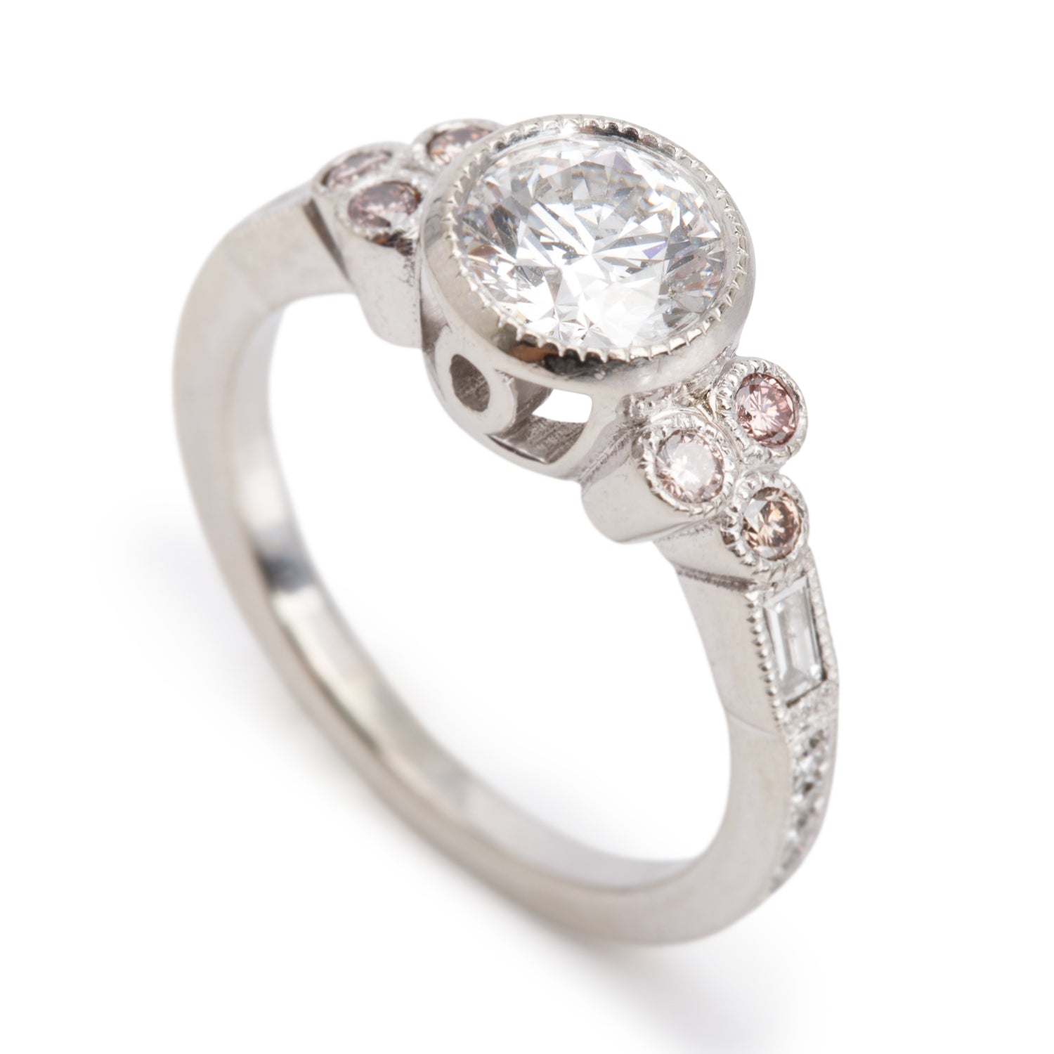 14k White Gold 0.91 ct. Round Cut Diamond Engagement Ring, Size 5.25 w/ GIA Certificate