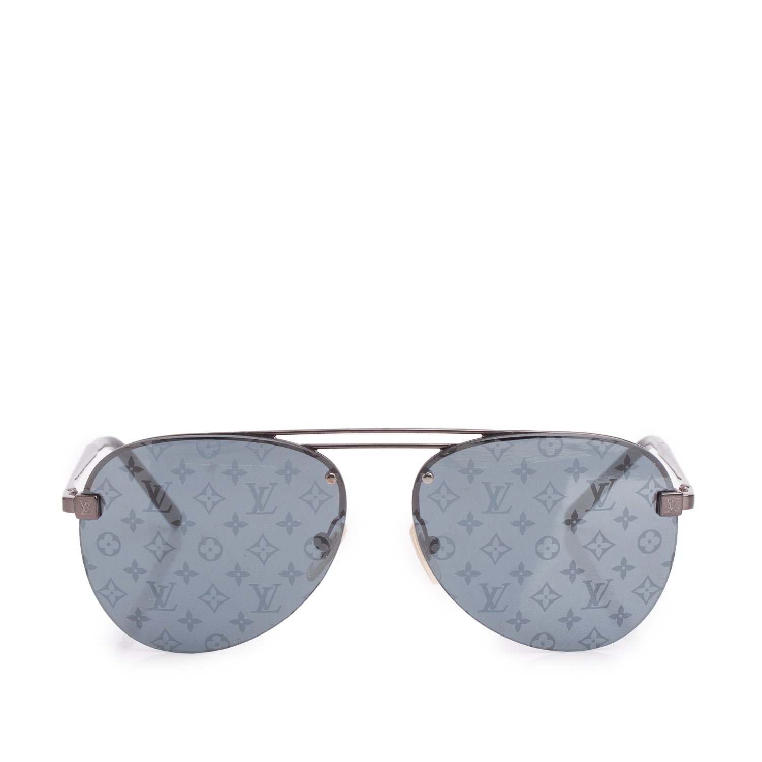 Louis Vuitton 2022 Z1019W Black Monogram Clockwise Aviator Sunglasses w/ Box & Case