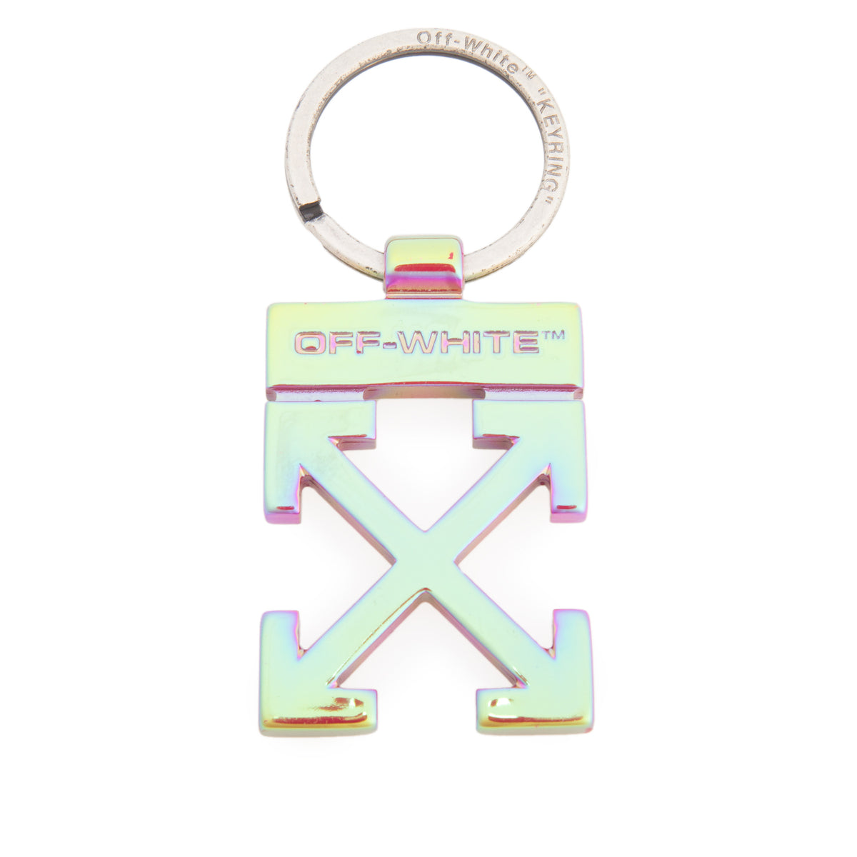 Off-White Iridescent Metal Logo Key Chain w/ Box